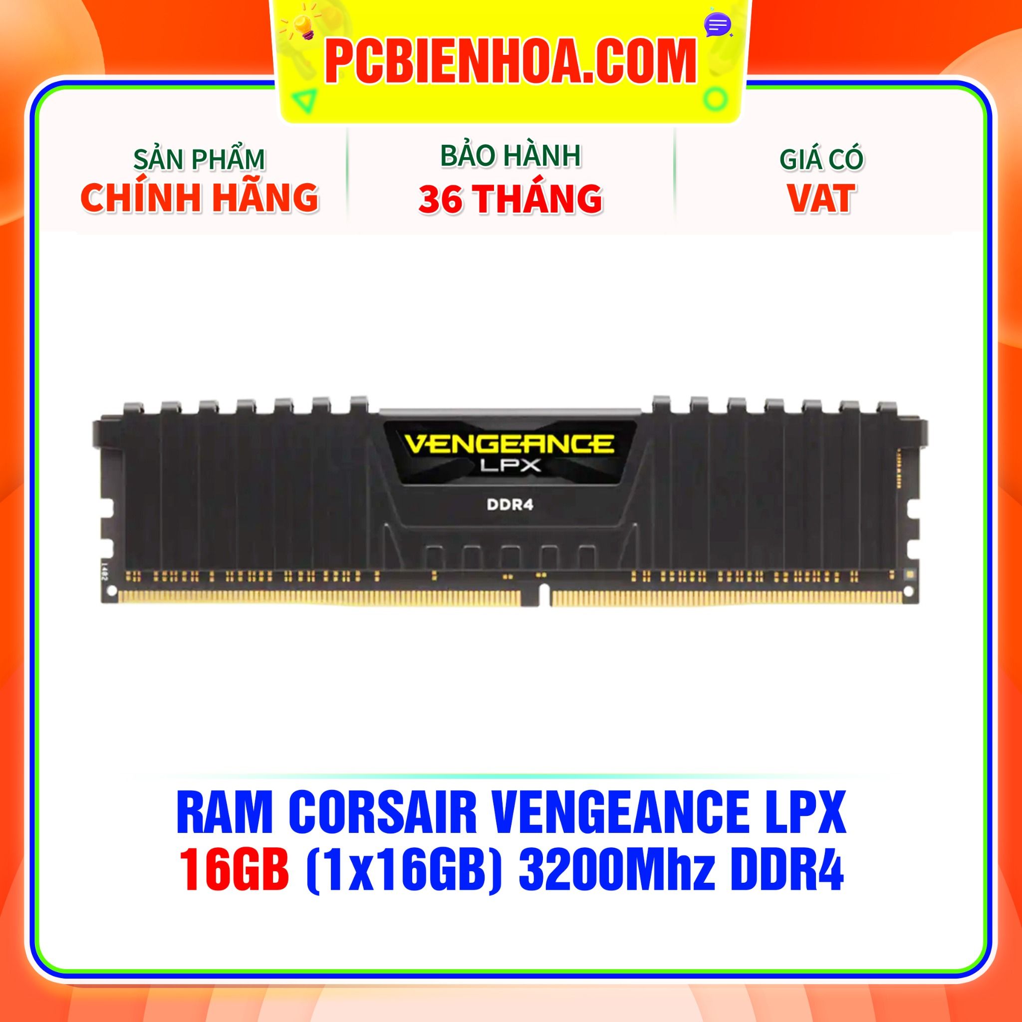  RAM CORSAIR VENGEANCE LPX 16GB (1x16GB) 3200Mhz DDR4 