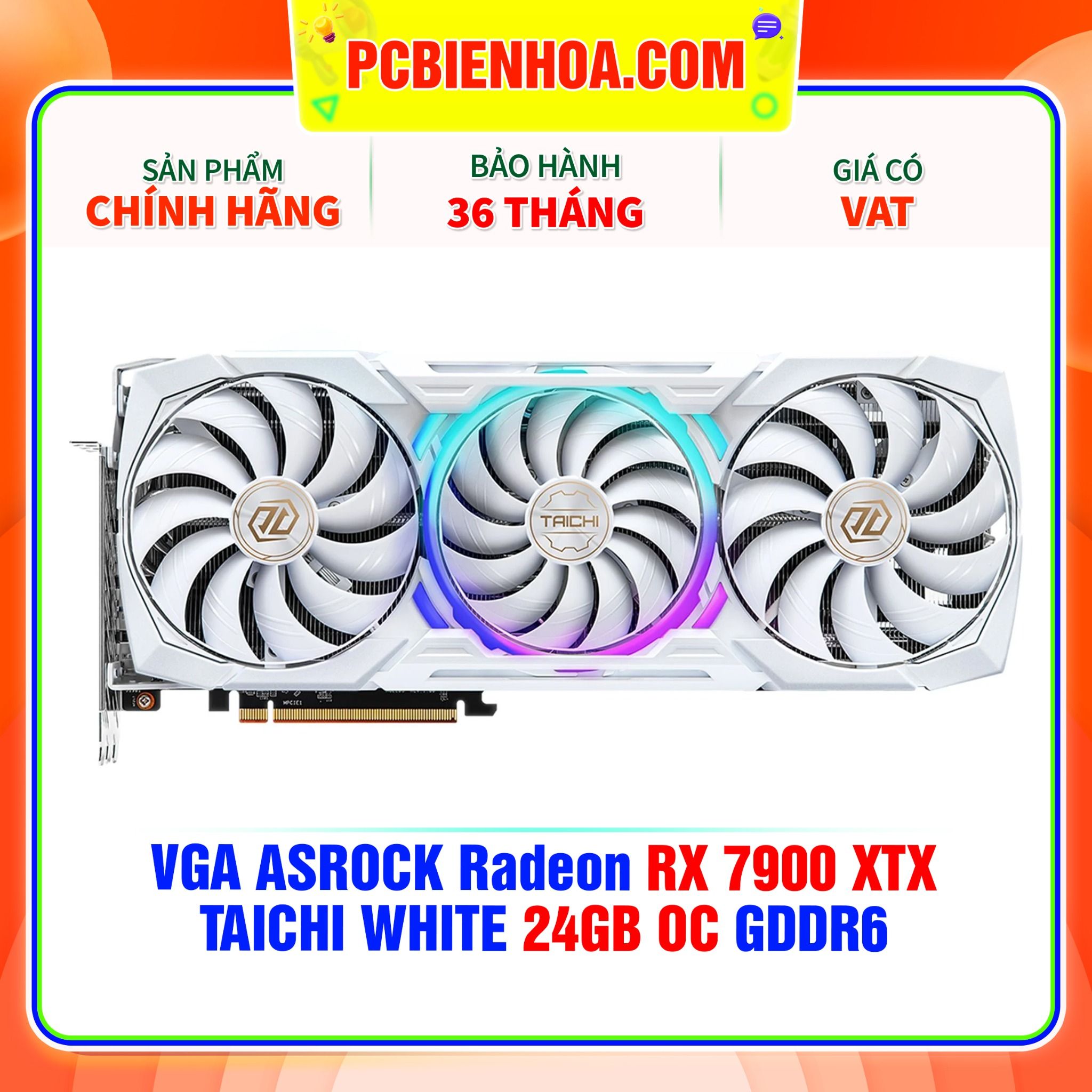  VGA ASRock Radeon RX 7900 XTX TAICHI WHITE 24GB OC GDDR6 ( RX7900XTX TCW 24GO ) 