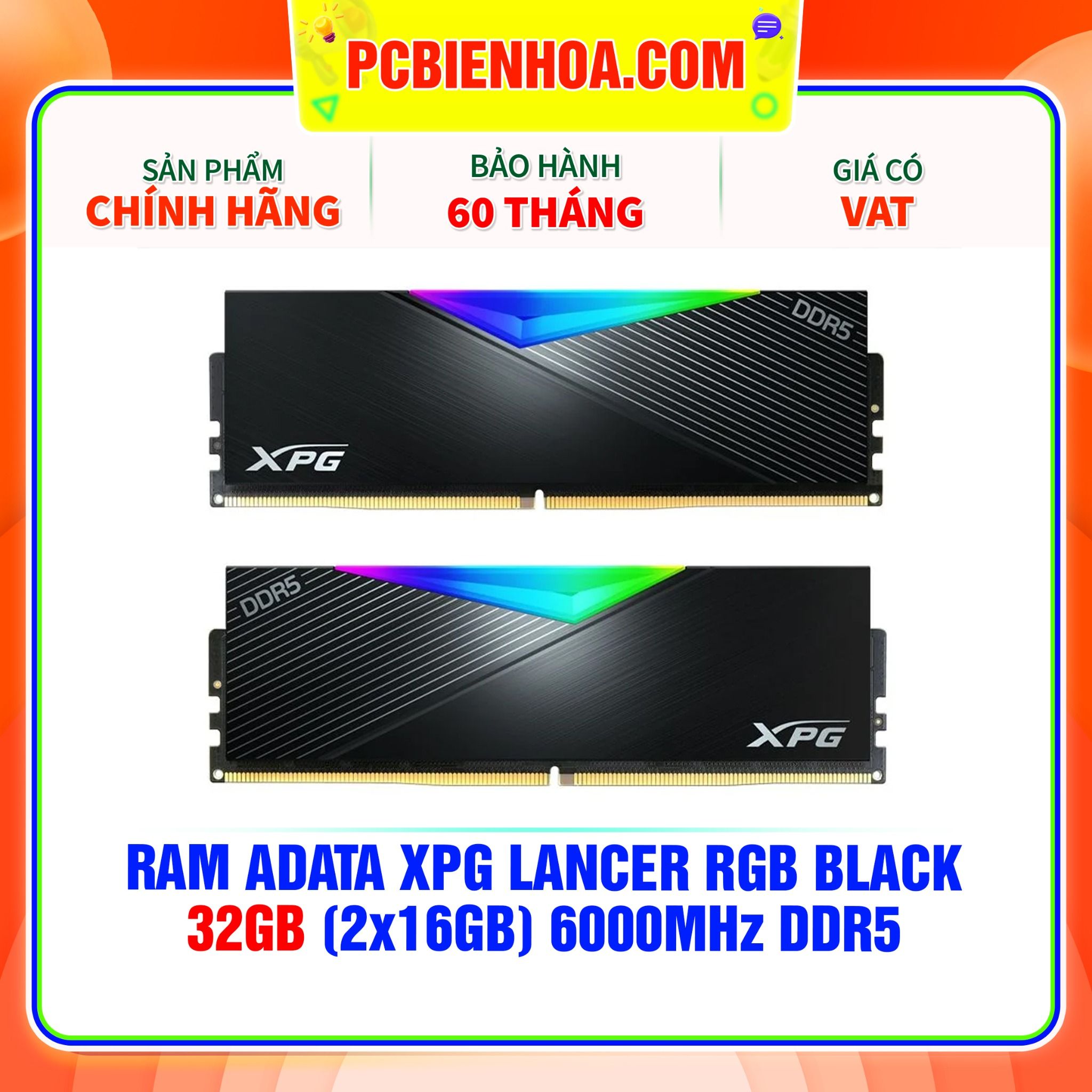  RAM ADATA XPG LANCER RGB BLACK - 32GB (2x16GB) 6000MHz DDR5 
