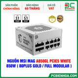  NGUỒN MSI MAG A850GL PCIe5 WHITE - 850W ( 80PLUS GOLD / FULL MODULAR ) 