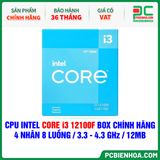  CPU INTEL CORE i3 12100F BOX CHÍNH HÃNG ( 4 NHÂN 8 LUỒNG / 3.3 - 4.3 GHz / 12MB ) 