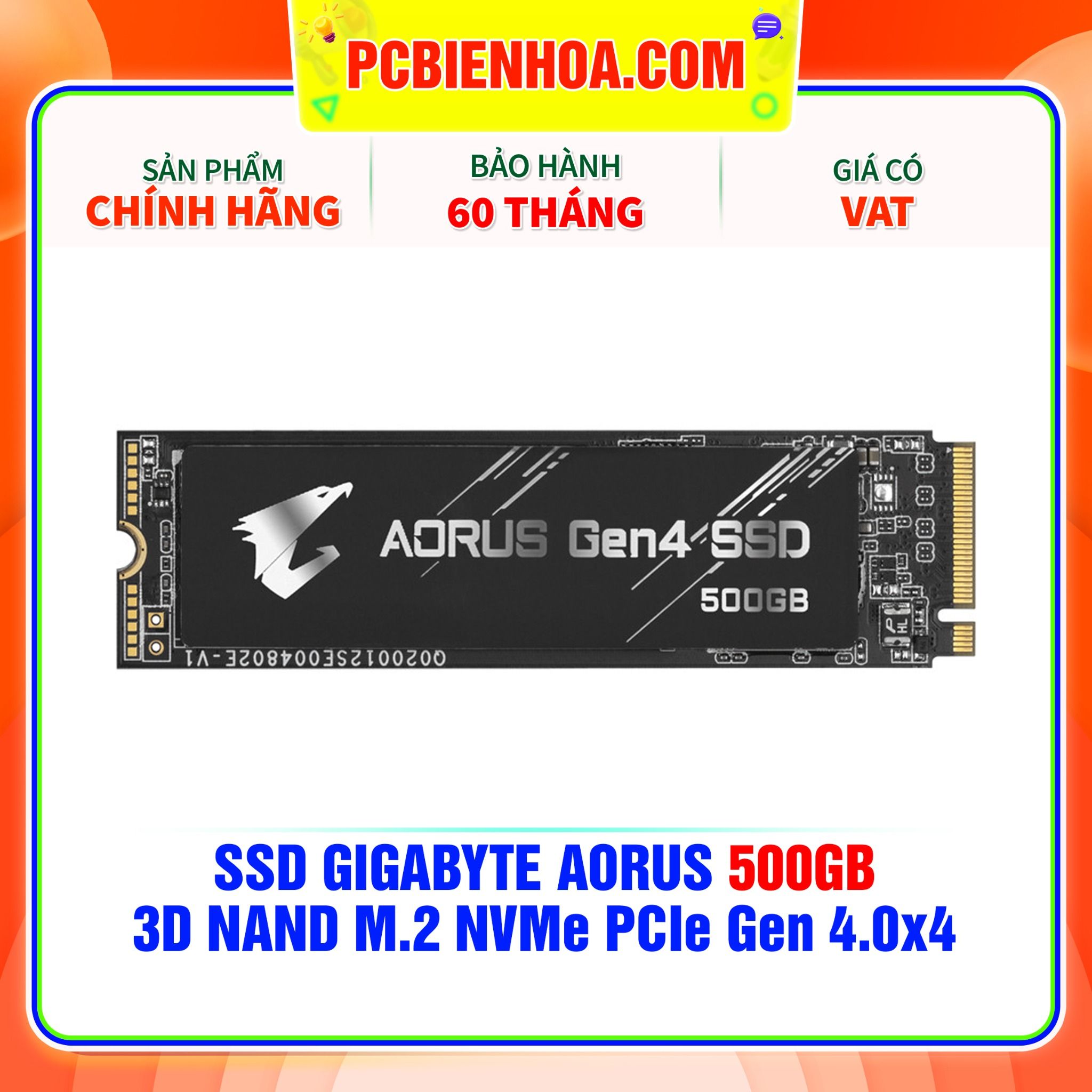  SSD GIGABYTE AORUS 500GB - 3D NAND M.2 NVMe PCIe Gen 4.0x4 ( GP-AG4500G ) 