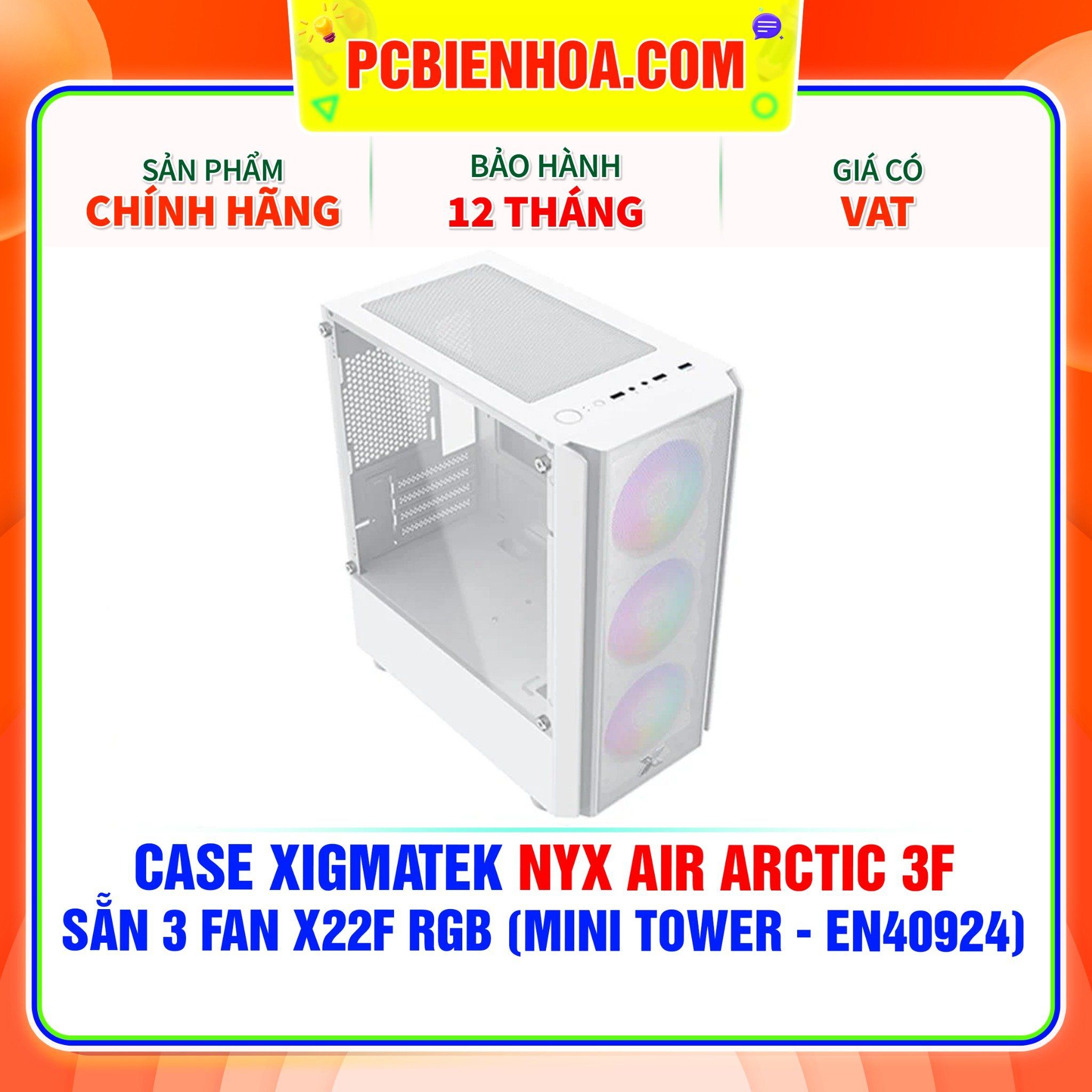  CASE XIGMATEK NYX AIR ARCTIC 3F - SẴN 3 FAN X22F RGB ( MINI TOWER - EN40924 ) 