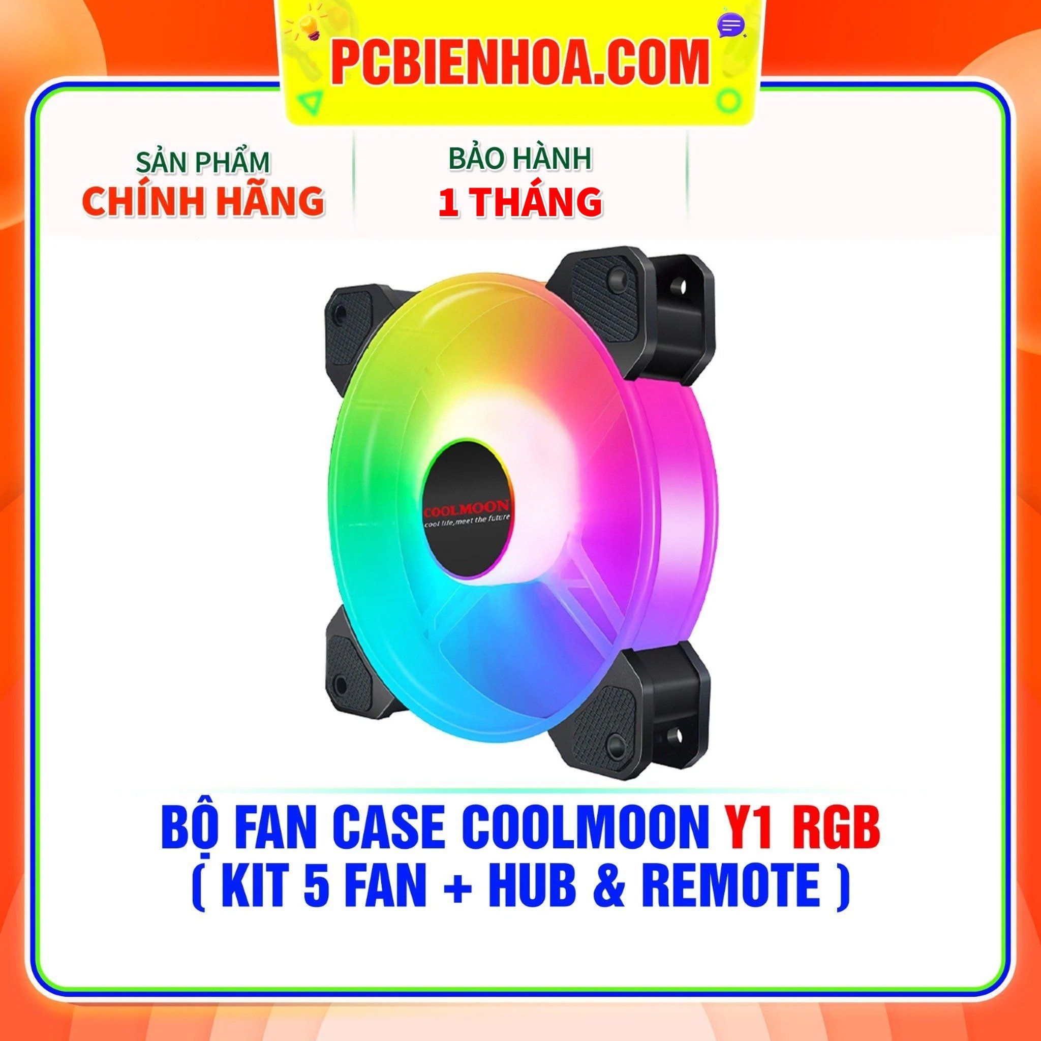  BỘ FAN CASE COOLMOON Y1 RGB ( KIT 5 FAN + HUB & REMOTE ) 