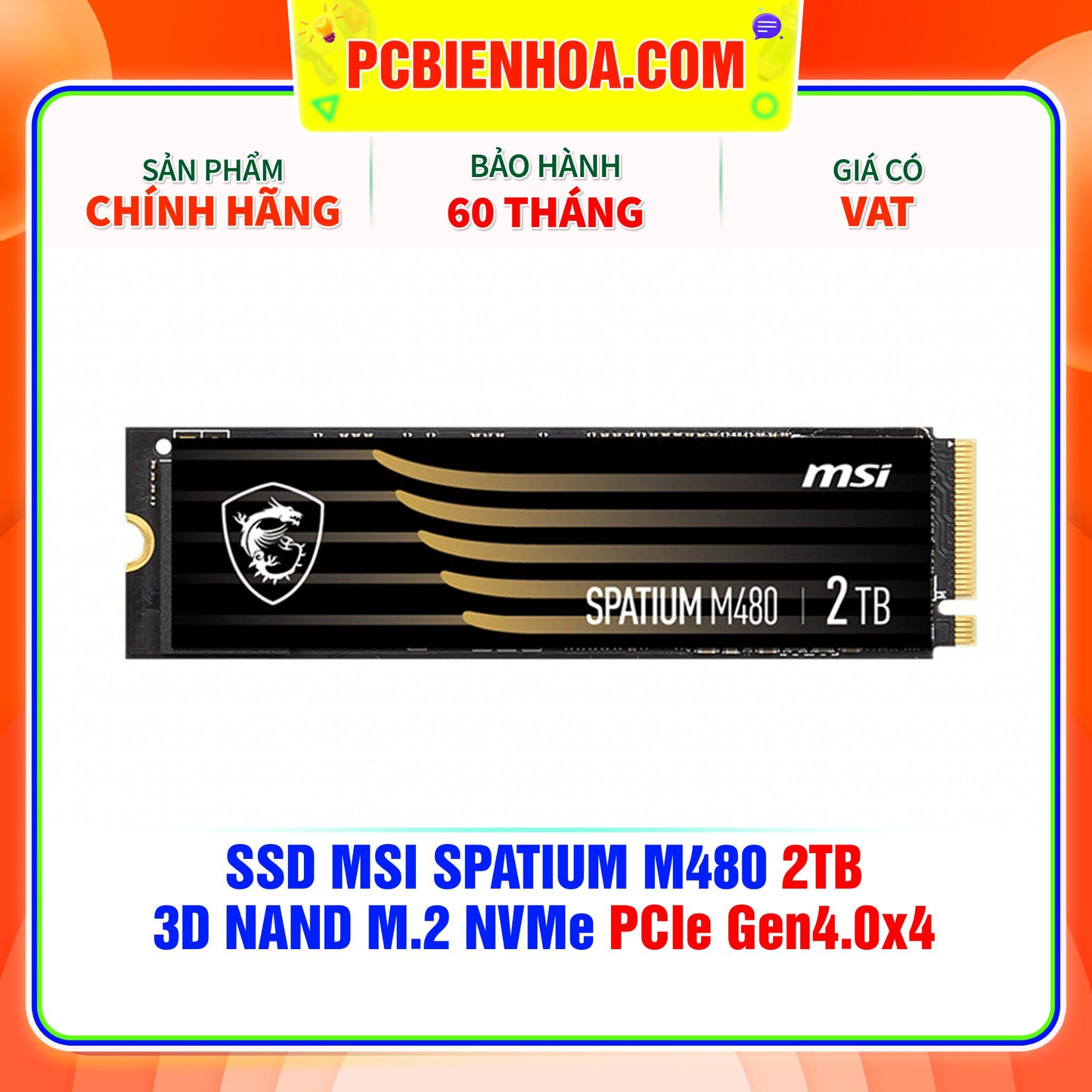  SSD MSI SPATIUM M480 2TB - 3D NAND M.2 NVMe PCIe Gen4.0x4 