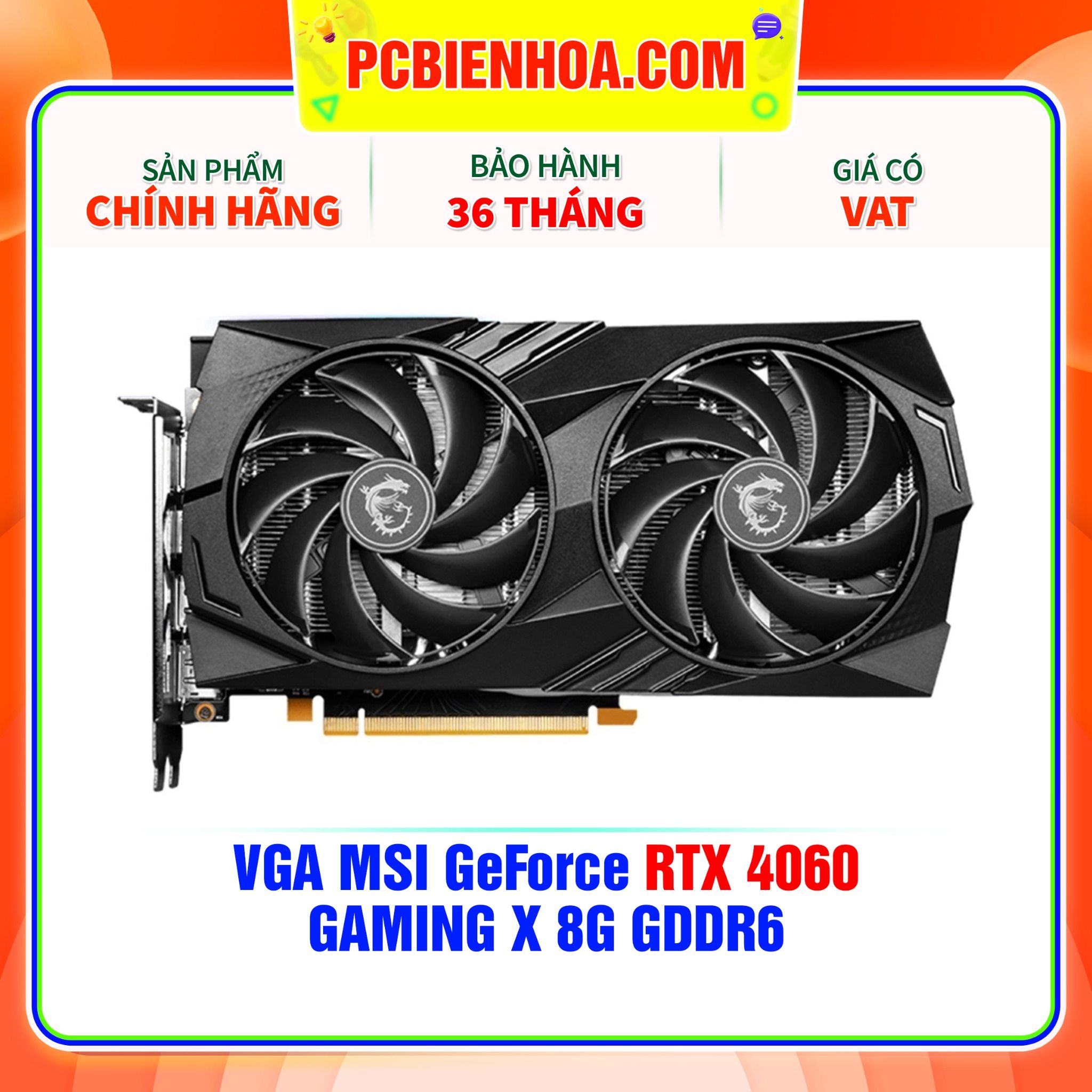  VGA MSI GeForce RTX 4060 GAMING X 8G GDDR6 