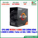  CPU AMD RYZEN 3 4300G BOX CHÍNH HÃNG ( 4 NHÂN 8 LUỒNG / Turbo 4.0 GHz / 6MB / Vega 6 Graphics ) 