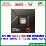  CPU AMD Ryzen 5 7600X BOX CHÍNH HÃNG ( 6 NHÂN 12 LUỒNG / 4.7 - 5.3 GHz / 38MB / RADEON VEGA 2 GRAPHICS ) 