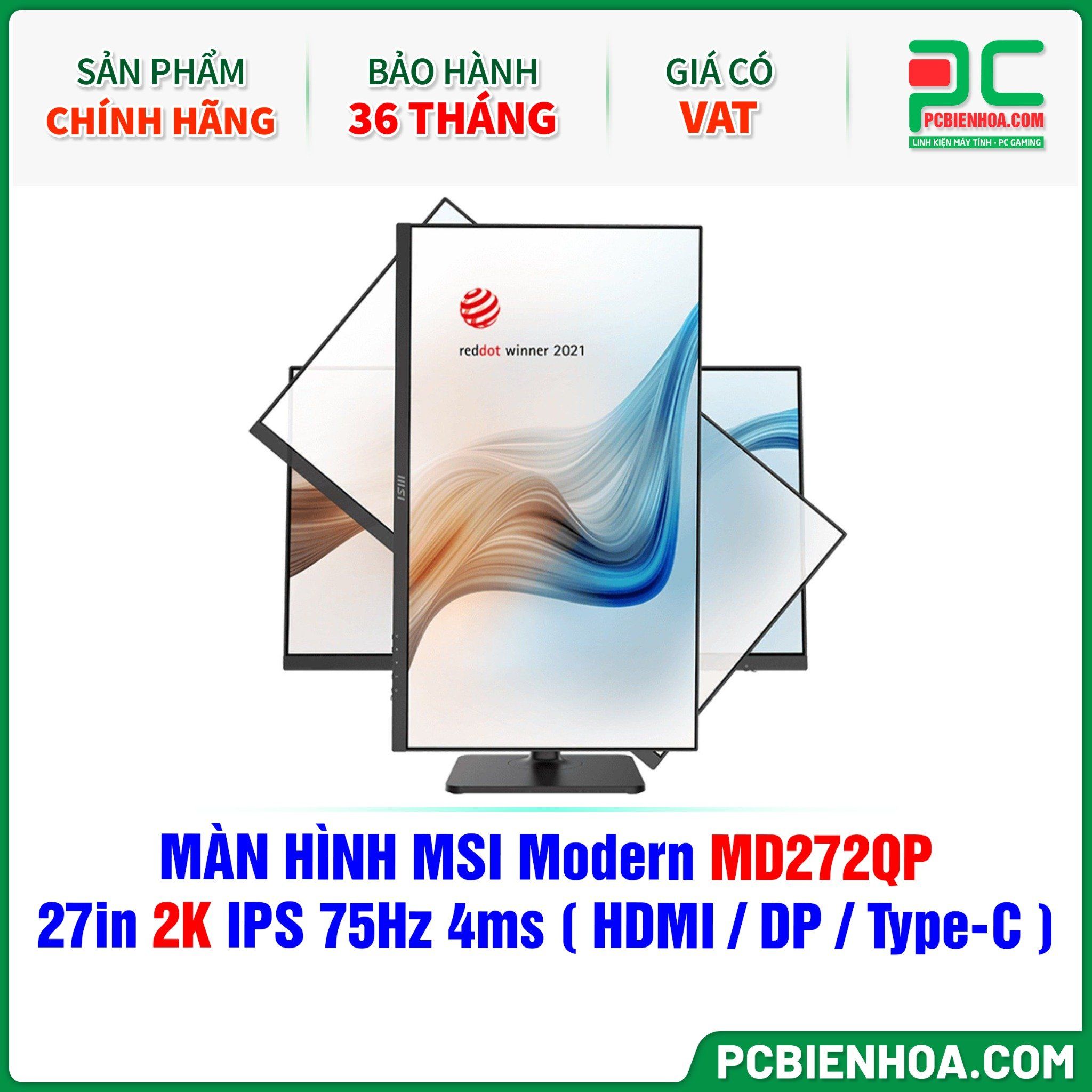  MÀN HÌNH MSI Modern MD272QP - 27in 2K IPS 75Hz 4ms ( HDMI / DP / USB Type-C ) 