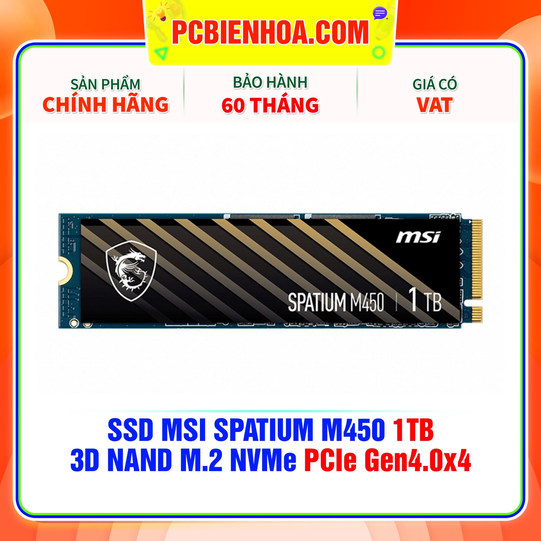  SSD MSI SPATIUM M450 1TB - 3D NAND M.2 NVMe PCIe Gen4.0x4 