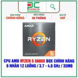  CPU AMD Ryzen 5 5600X BOX CHÍNH HÃNG ( 6 NHÂN 12 LUỒNG / 3.7 - 4.6 GHz / 35MB ) 