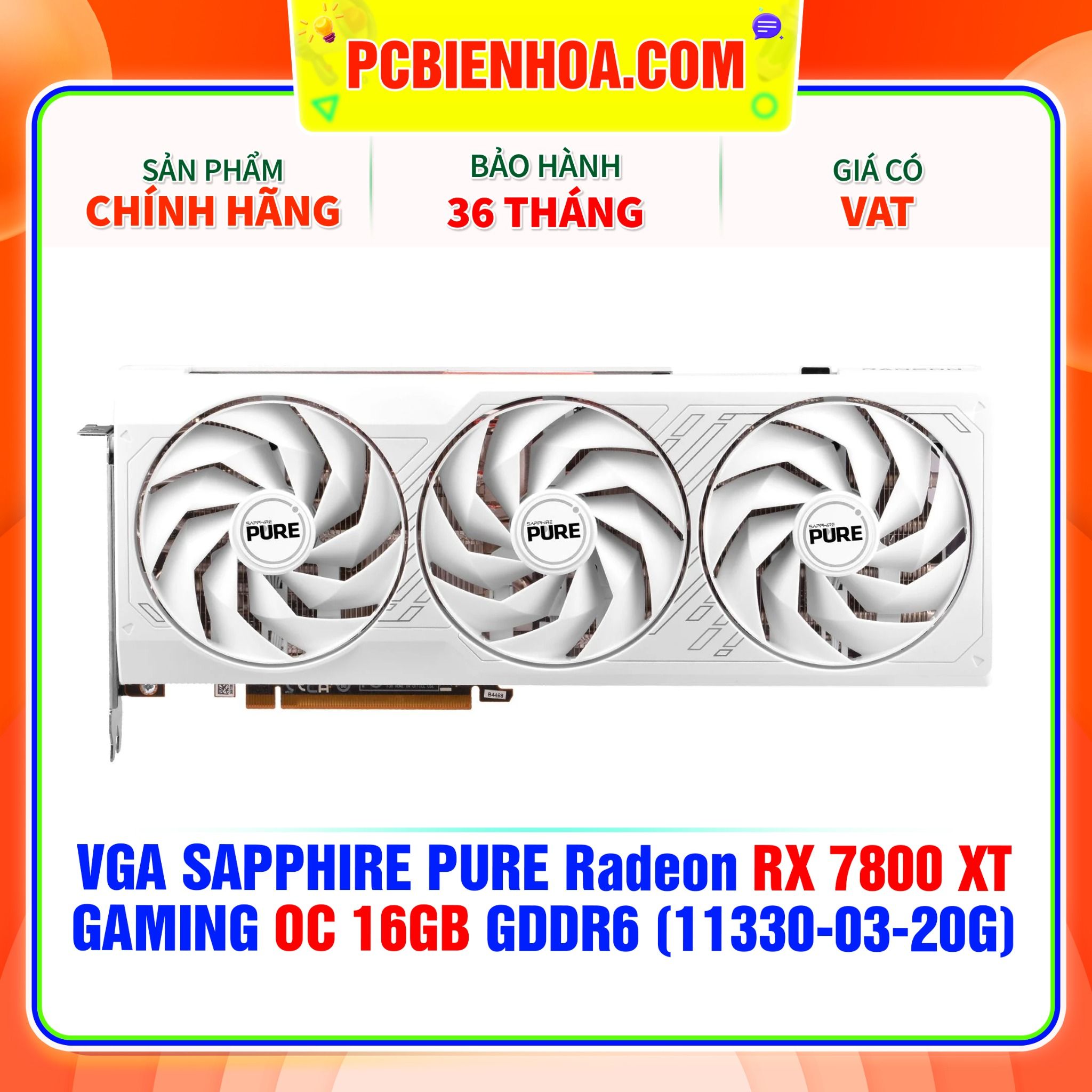 VGA SAPPHIRE PURE Radeon RX 7800 XT GAMING OC 16GB GDDR6 (11330-03-20G) 