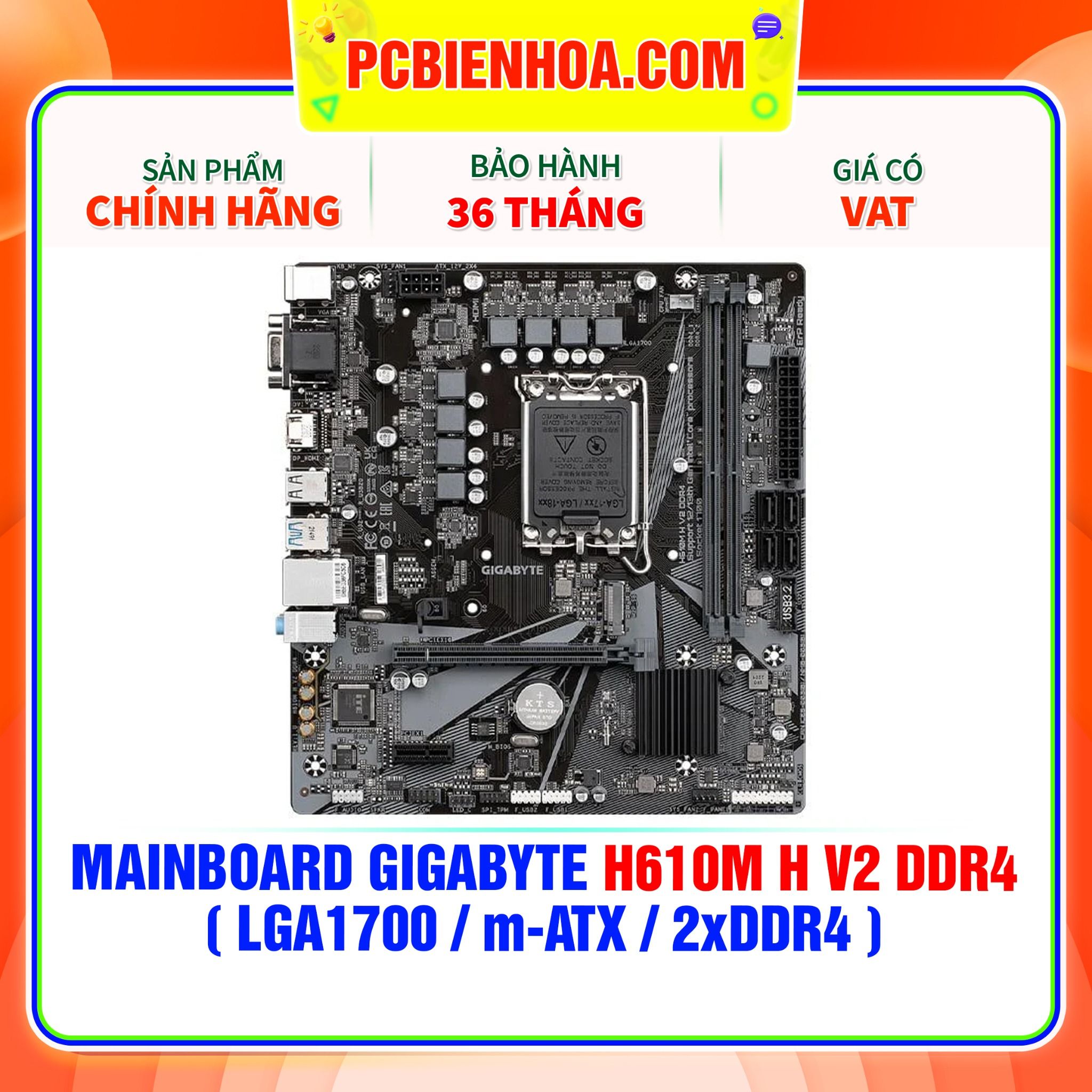  MAINBOARD GIGABYTE H610M H V2 DDR4 ( LGA1700 / m-ATX / 2xDDR4 ) 