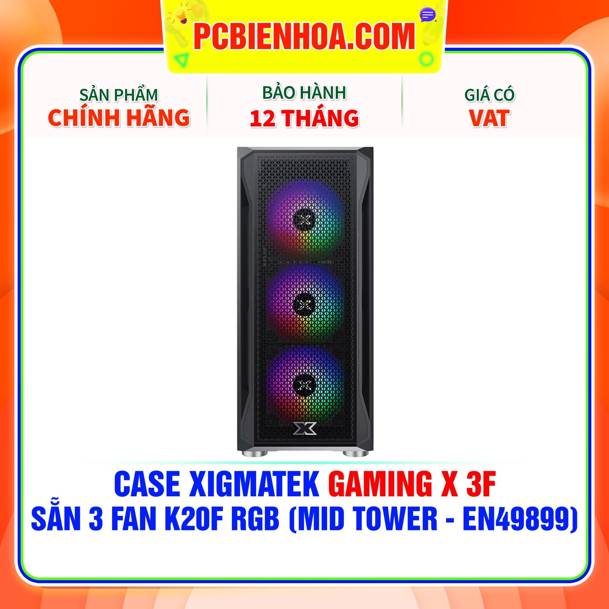  CASE XIGMATEK GAMING X 3F - SẴN 3 FAN K20F RGB ( MID TOWER - EN49899 ) 