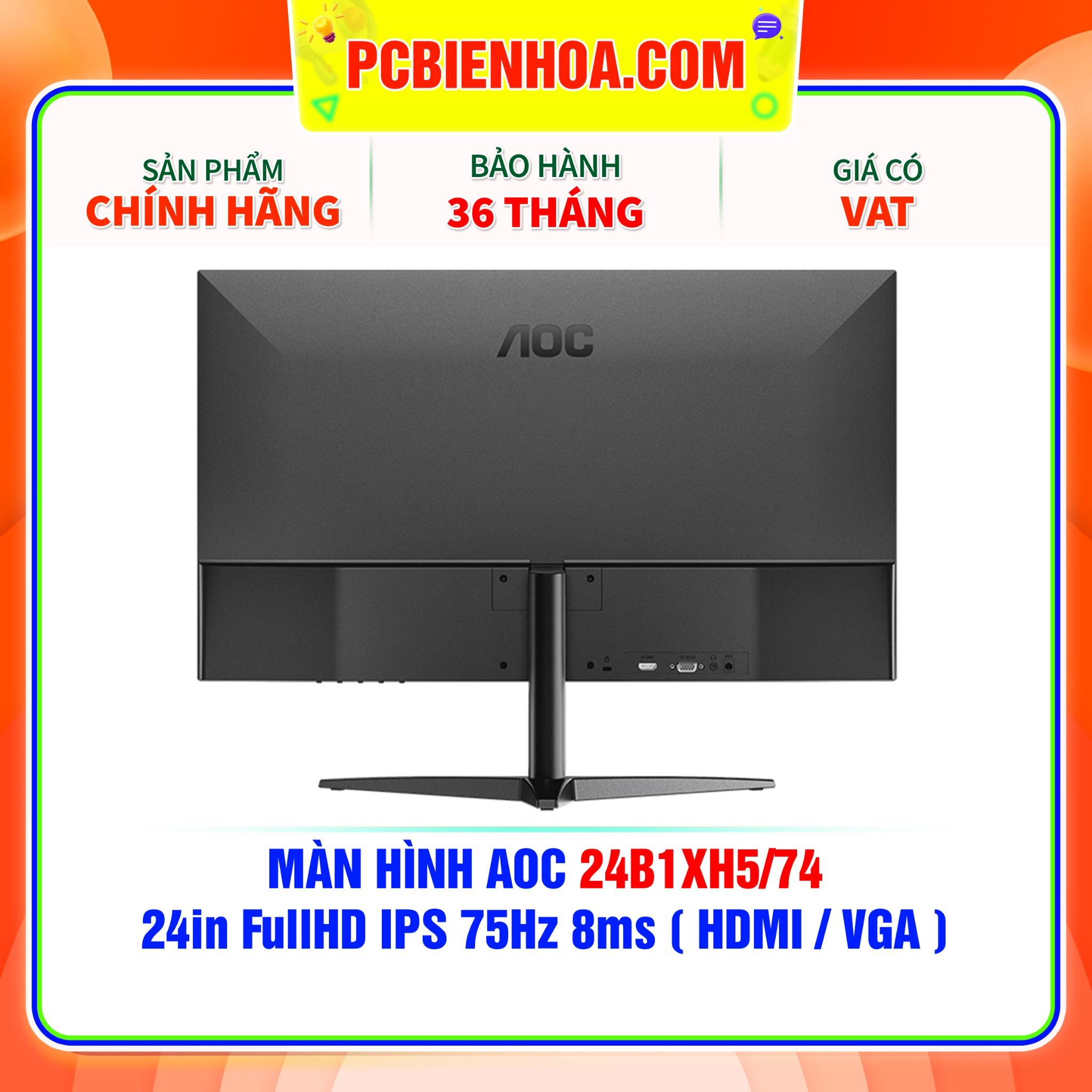  MÀN HÌNH AOC 24B1XH5/74 24in FullHD IPS 75Hz 8ms ( HDMI / VGA ) 