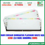 RAM CORSAIR DOMINATOR PLATINUM WHITE RGB - 32GB (2x16GB) 6000MHz DDR5 ( CMT32GX5M2X6000C36W ) 