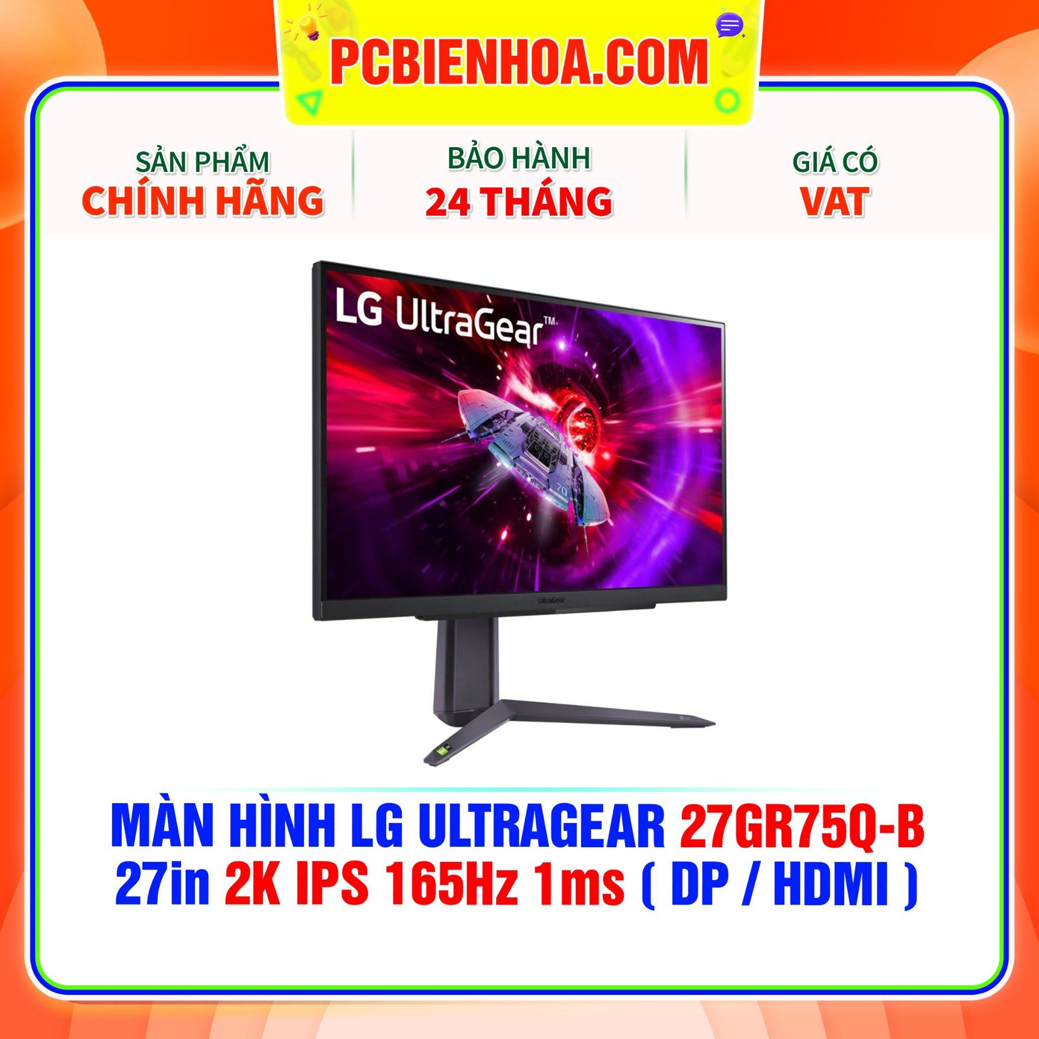  MÀN HÌNH LG ULTRAGEAR 27GR75Q-B 27in 2K IPS 165Hz 1ms ( DP / HDMI ) 