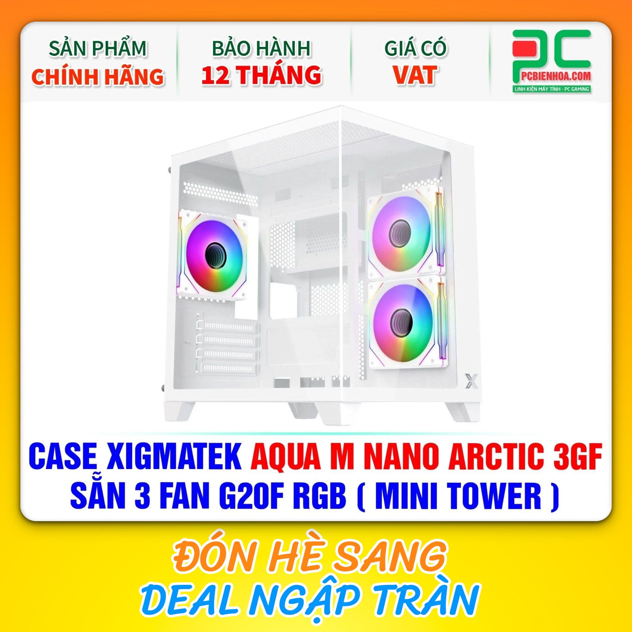  CASE XIGMATEK AQUA M NANO ARCTIC 3GF - SẴN 3 FAN G20F RGB ( MINI TOWER - EN45516 ) 