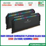  RAM CORSAIR DOMINATOR PLATINUM BLACK RGB - 32GB (2x16GB) 6200MHz DDR5 ( CMT32GX5M2X6200C36 ) 