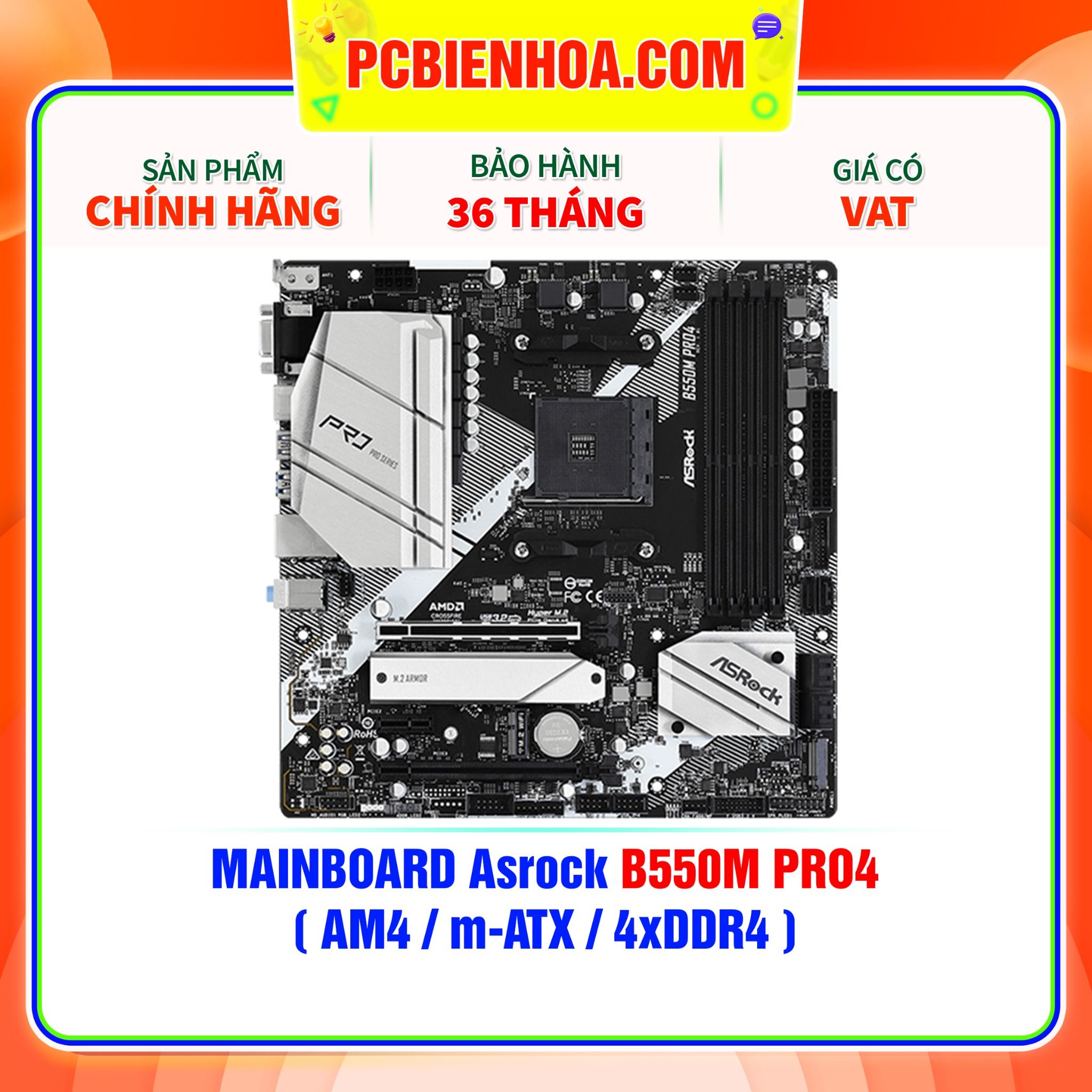  MAINBOARD Asrock B550M PRO4 ( AM4 / m-ATX / 4xDDR4 ) 