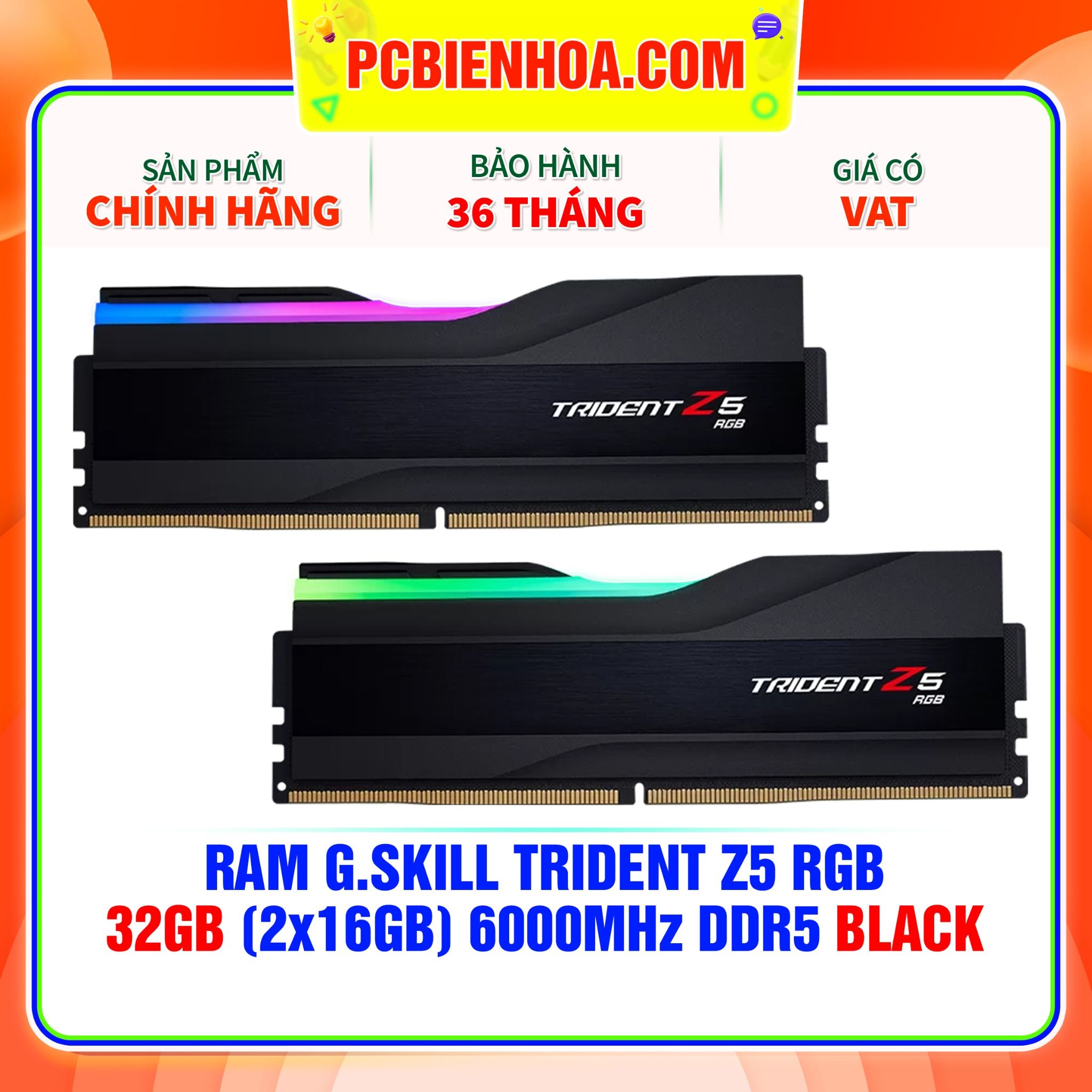  RAM G.SKILL TRIDENT Z5 RGB 32GB (2x16GB) 6000MHz DDR5 BLACK (INTEL XMP) (F5-6000J3238F16GX2-TZ5RK) 