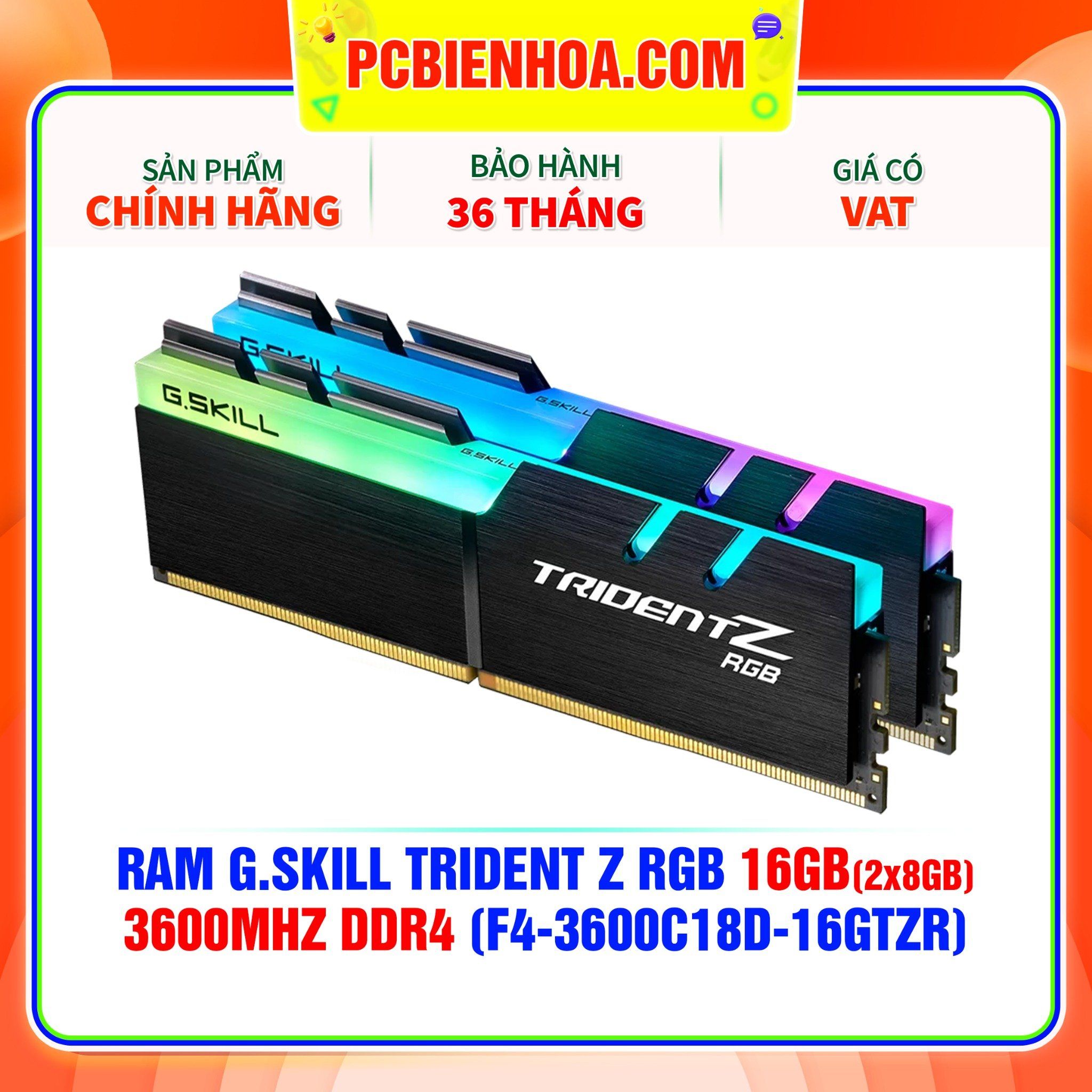  RAM G.SKILL TRIDENT Z RGB 16GB (2x8GB) 3600MHz DDR4 (F4-3600C18D-16GTZR) 