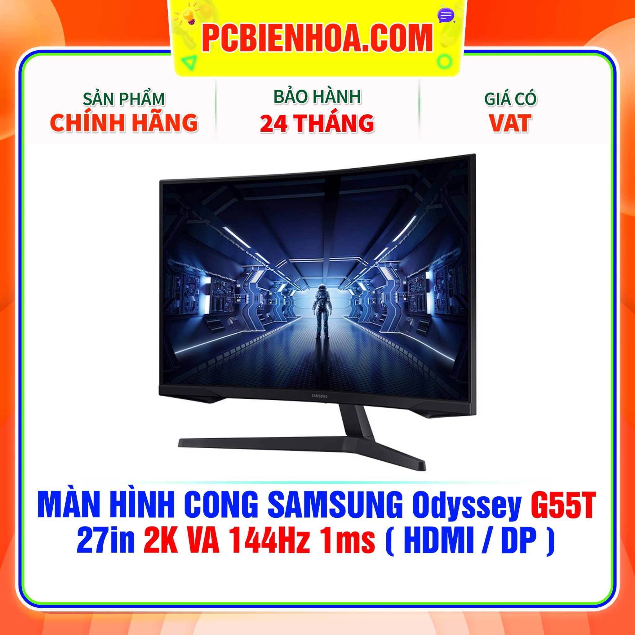  MÀN HÌNH CONG SAMSUNG Odyssey G55T 27in 2K VA 144Hz 1ms ( HDMI / DP ) - LC27G55TQBEXXV 