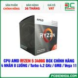  CPU AMD Ryzen 5 3400G BOX CHÍNH HÃNG ( 4 NHÂN 8 LUỒNG / Turbo 4.2 GHz / 6MB / Vega 11 Graphics ) 