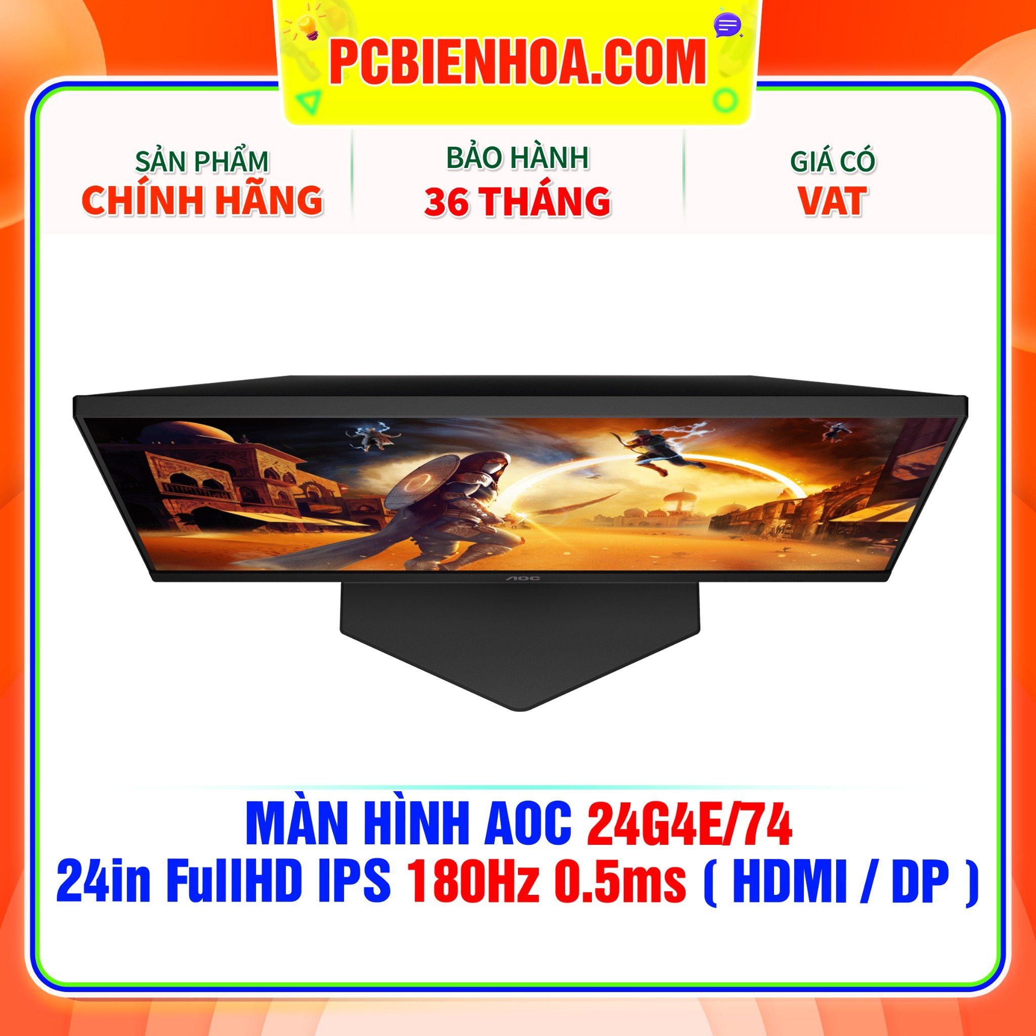  MÀN HÌNH AOC 24G4E/74 - 24in FullHD IPS 180Hz 0.5ms ( HDMI / DP ) 