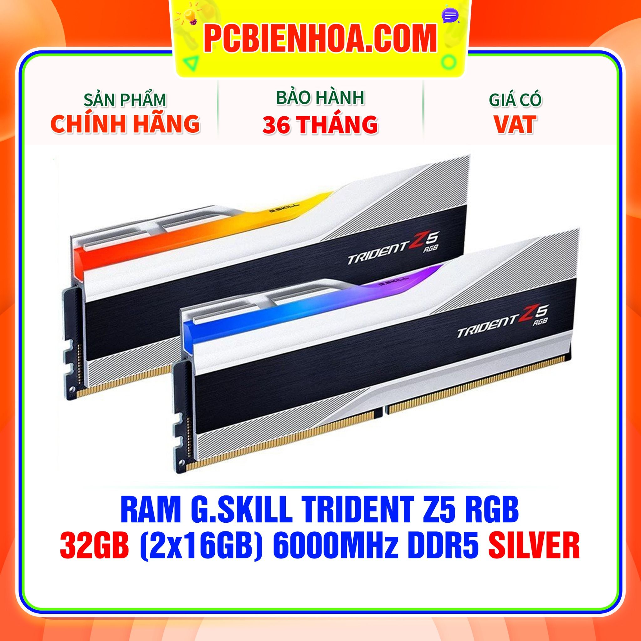  RAM G.SKILL TRIDENT Z5 RGB 32GB (2x16GB) 6000MHz DDR5 SILVER ( F5-6000J3238F16GX2-TZ5RS ) 