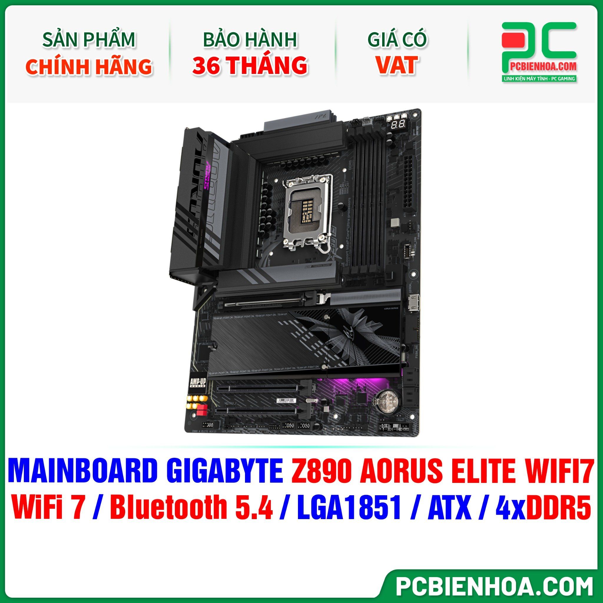  DDR5 - MAINBOARD GIGABYTE Z890 AORUS ELITE WIFI7 ( WiFi 7 / Bluetooth 5.4 / LGA1851 / ATX / 4xDDR5 ) 