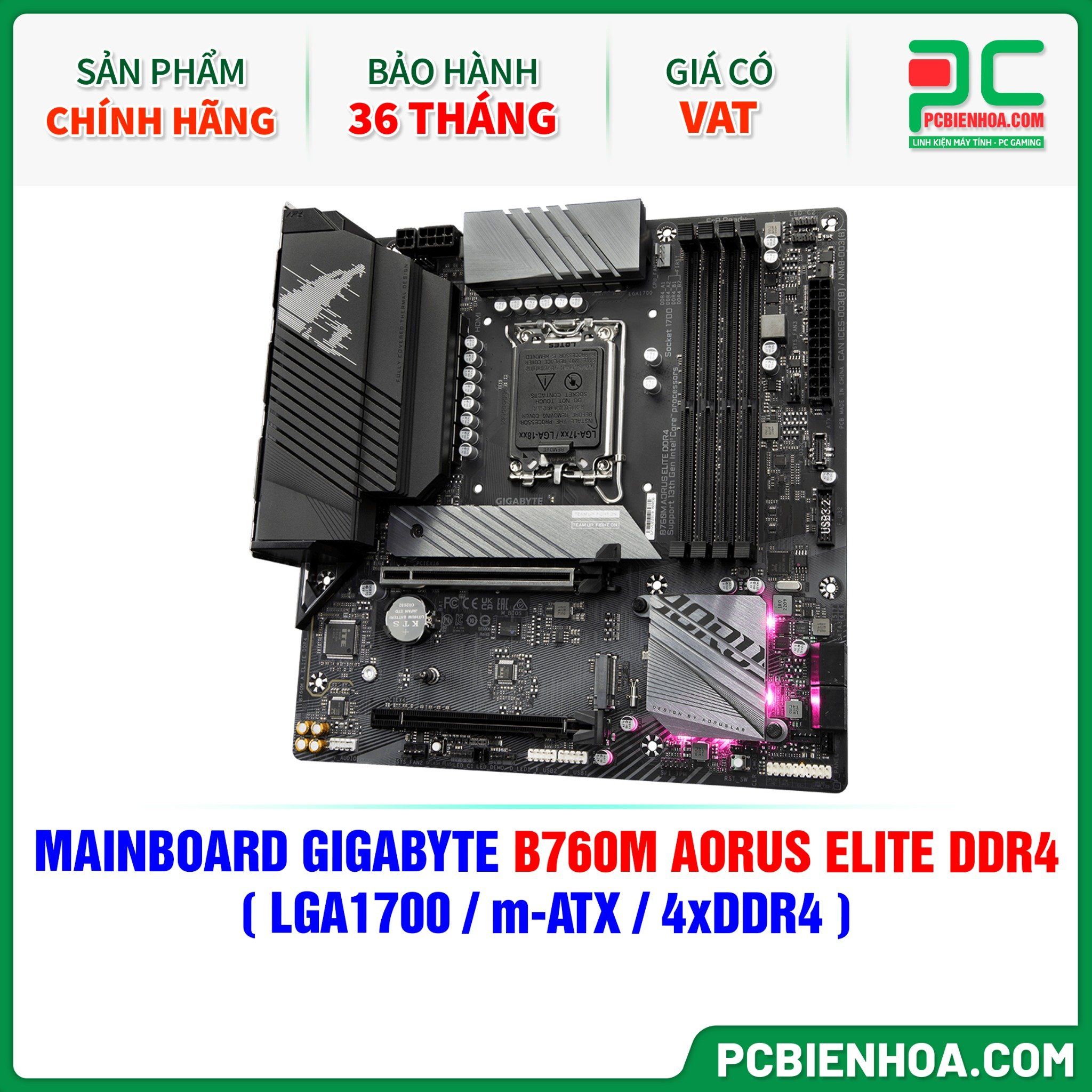  MAINBOARD GIGABYTE B760M AORUS ELITE DDR4 ( LGA1700 / m-ATX / 4xDDR4 ) 