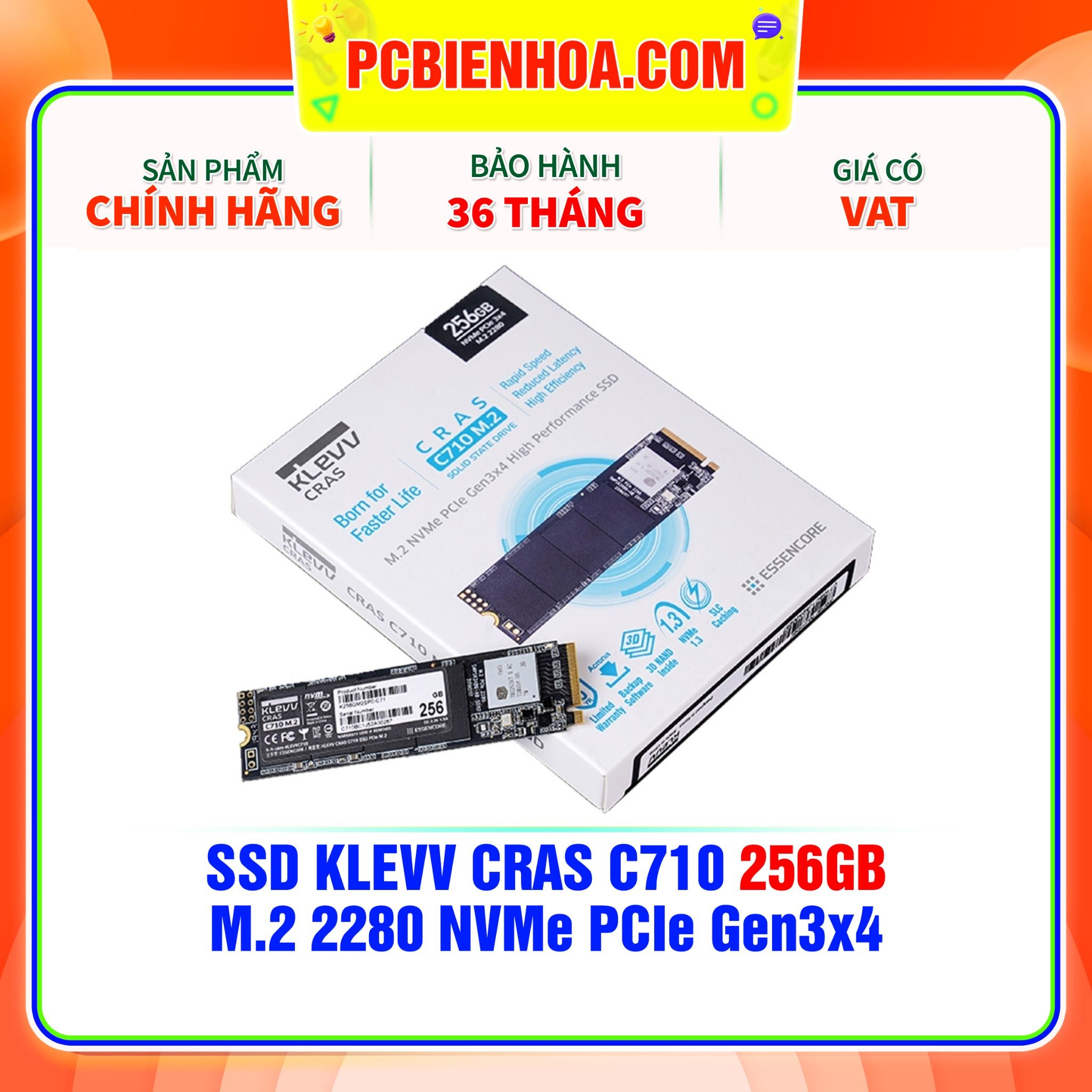  SSD KLEVV CRAS C710 256GB - M.2 2280 NVMe PCIe Gen3x4 