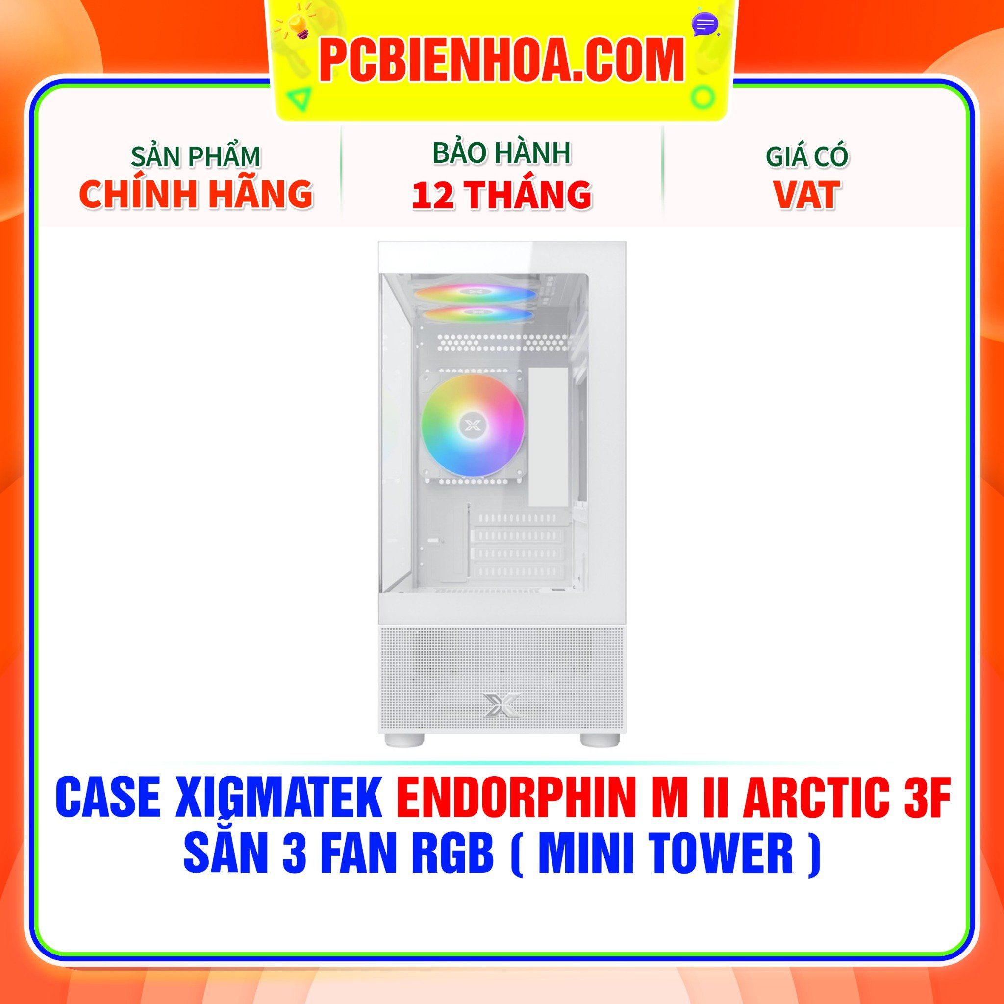  CASE XIGMATEK ENDORPHIN M II ARCTIC 3F - SẴN 3 FAN RGB ( MINI TOWER - EN42928 ) 