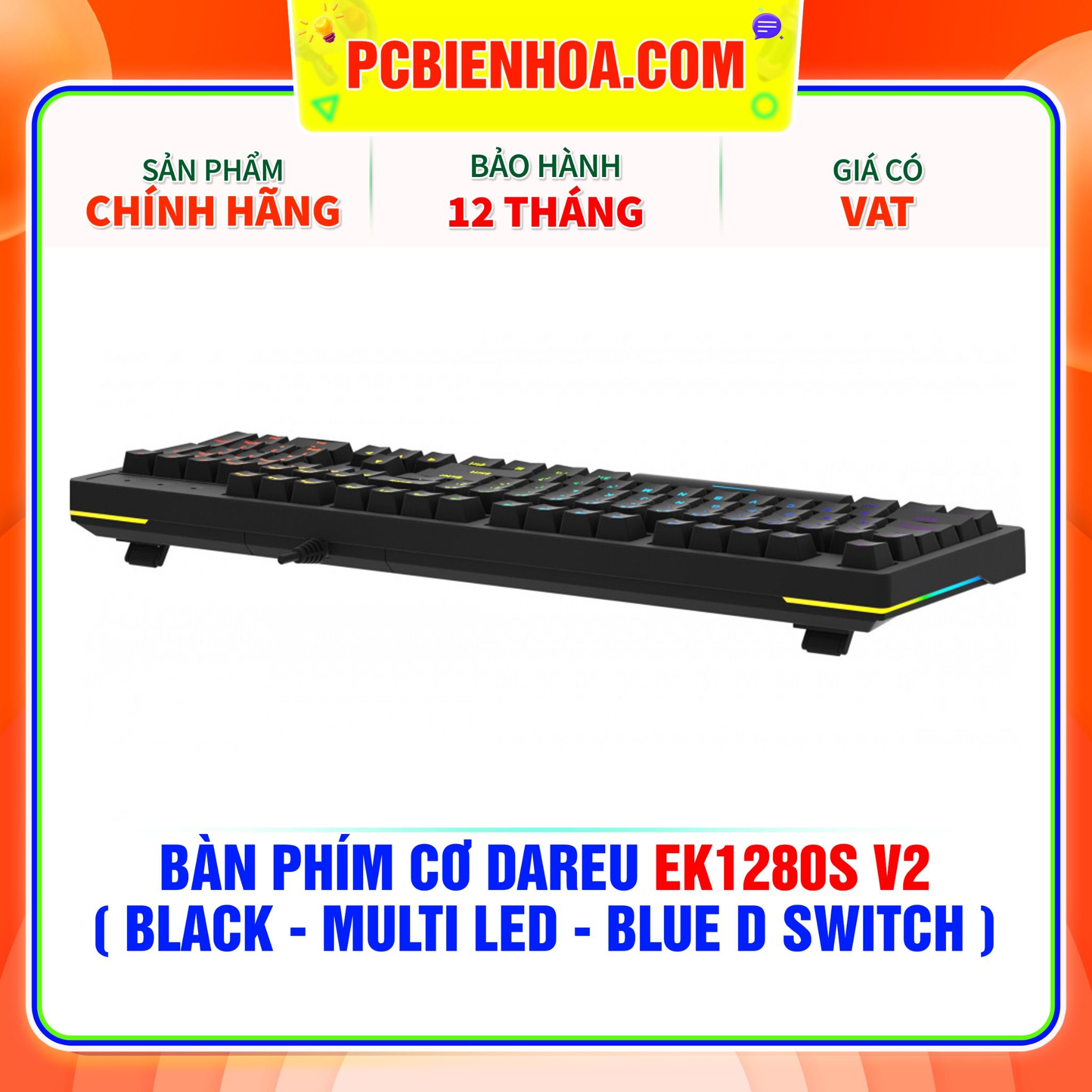  BÀN PHÍM CƠ DAREU EK1280s v2 ( BLACK - MULTI LED - BLUE D SWITCH ) 