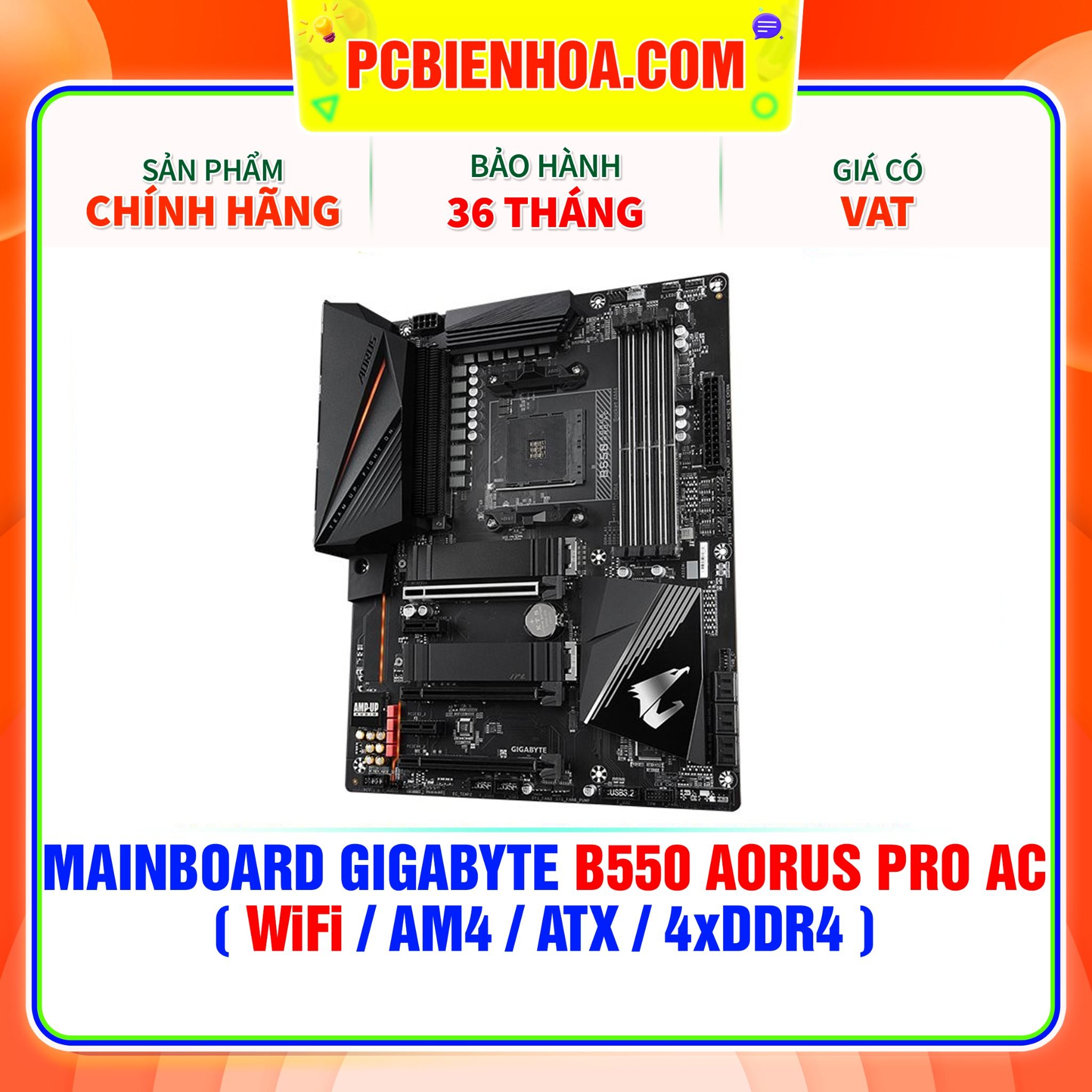  MAINBOARD GIGABYTE B550 AORUS PRO AC ( WiFi / AM4 / ATX / 4xDDR4 ) 