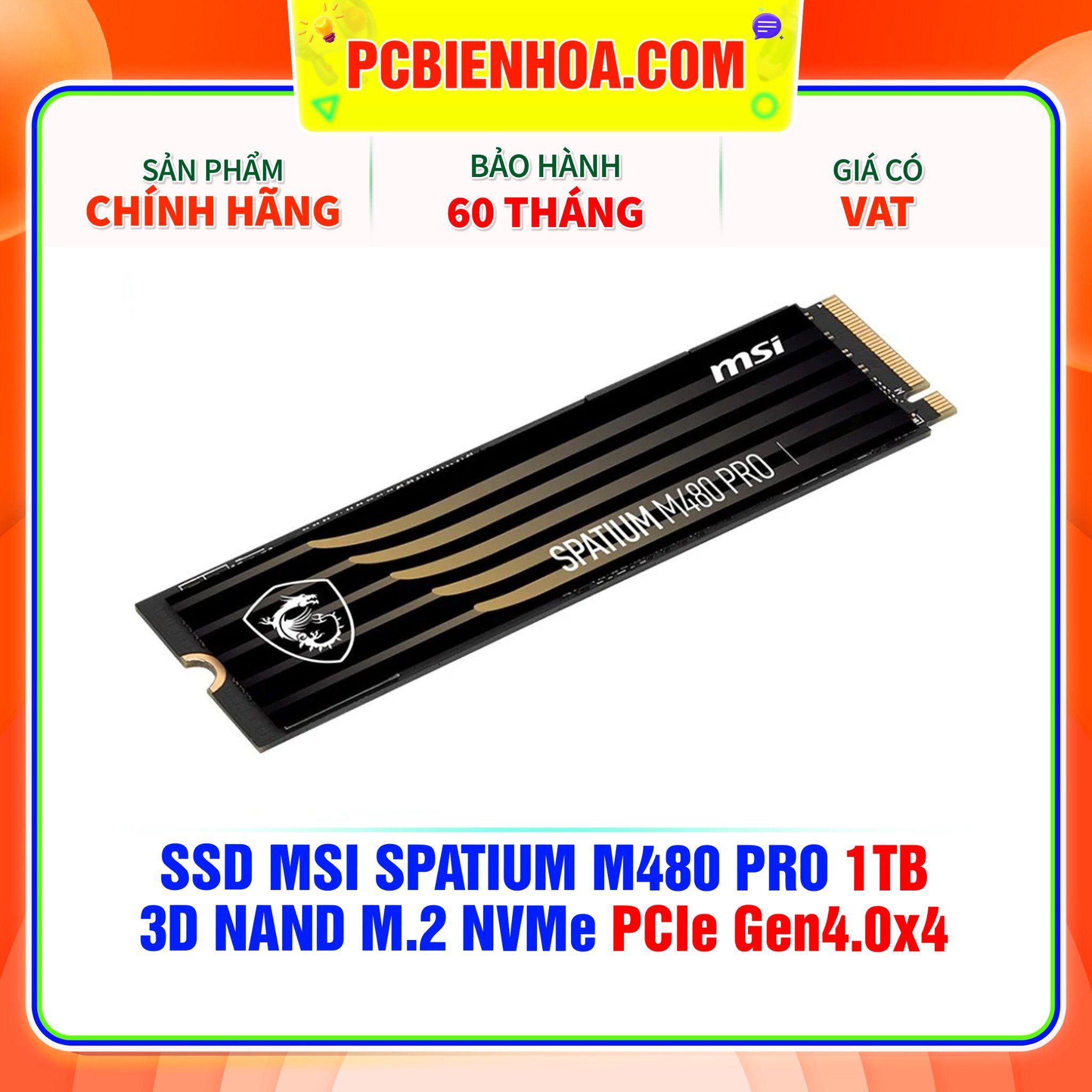  SSD MSI SPATIUM M480 PRO 1TB - 3D NAND M.2 NVMe PCIe Gen4.0x4 