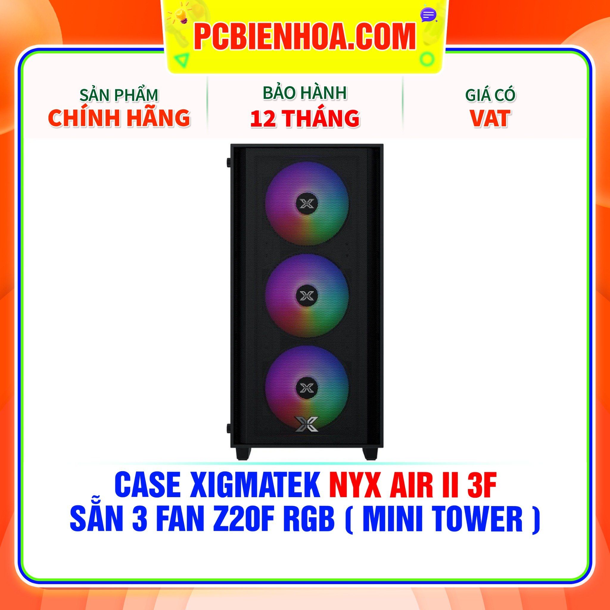  CASE XIGMATEK NYX AIR II 3F - SẴN 3 FAN Z20F RGB ( MINI TOWER - EN41952 ) 