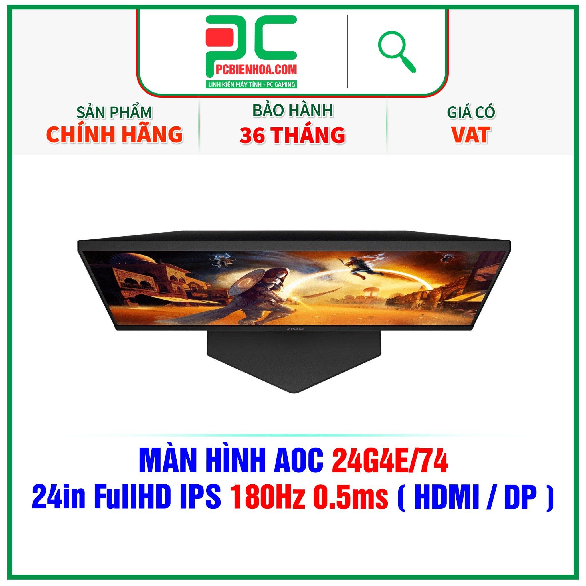  MÀN HÌNH AOC 24G4E/74 - 24in FullHD IPS 180Hz 0.5ms ( HDMI / DP ) 