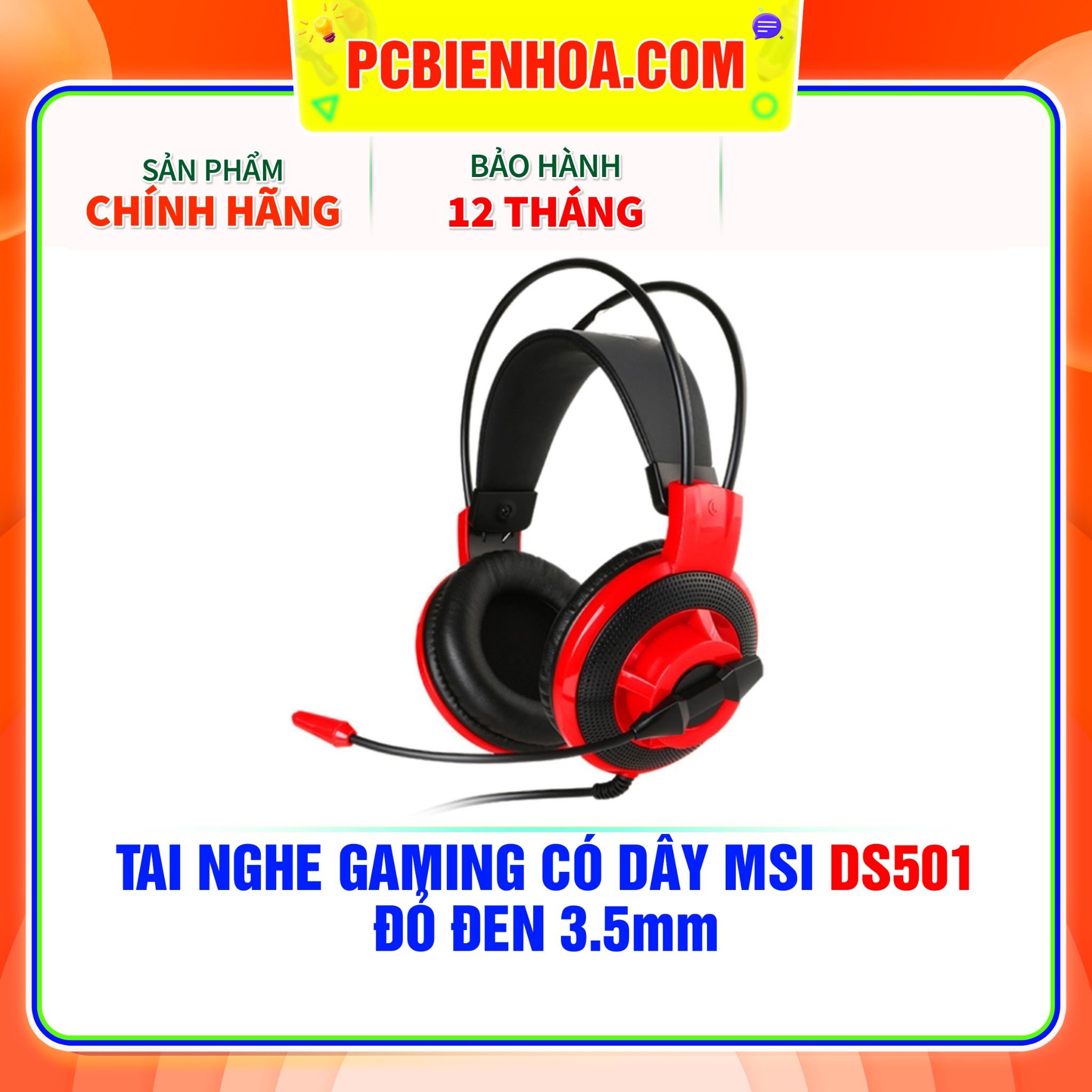  TAI NGHE GAMING CÓ DÂY MSI DS501 - ĐỎ ĐEN 3.5mm 