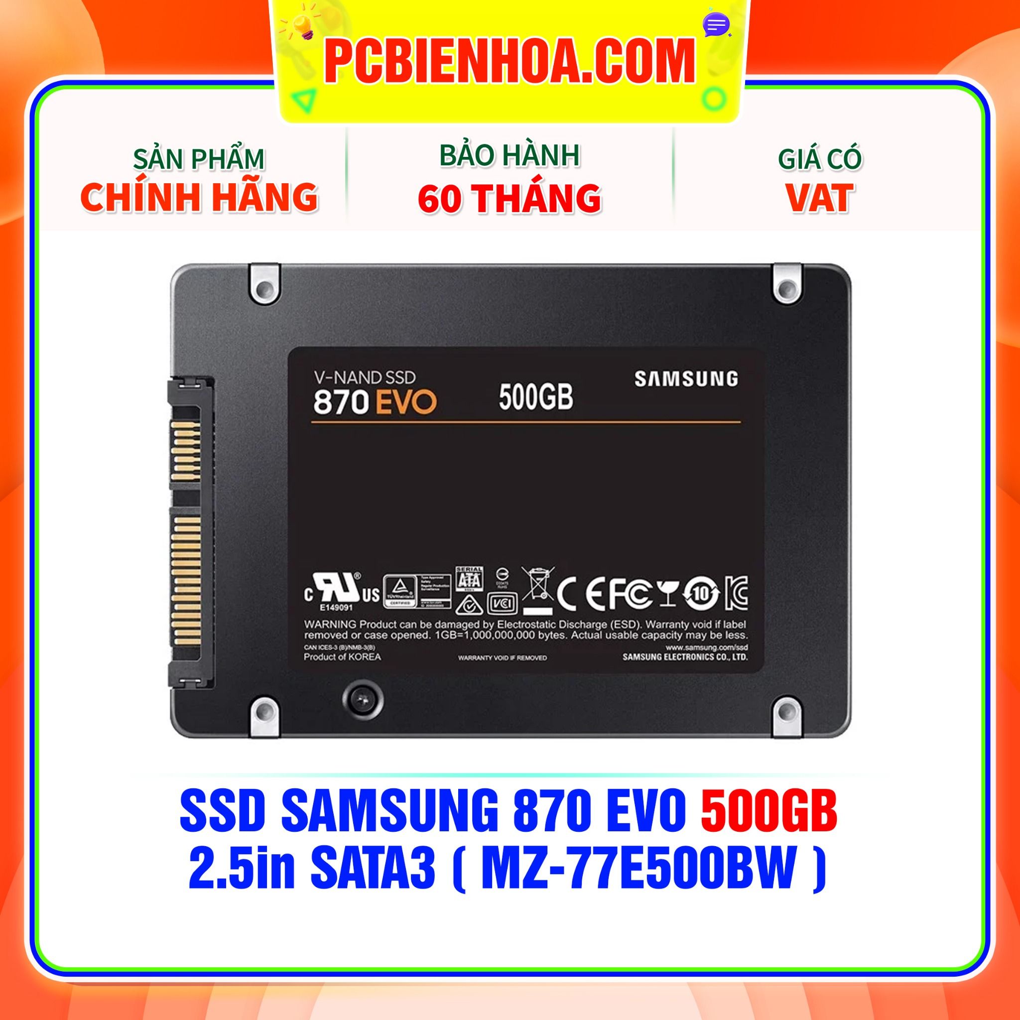  SSD SAMSUNG 870 EVO 500GB - 2.5in SATA3 ( MZ-77E500BW ) 