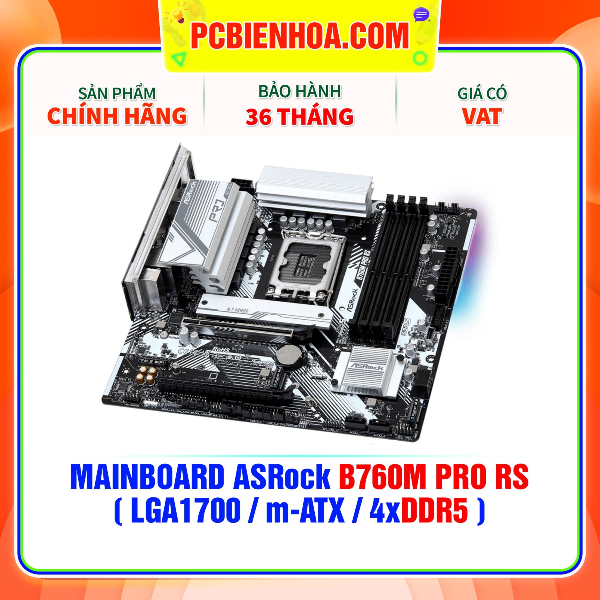  DDR5 - MAINBOARD ASRock B760M PRO RS ( LGA1700 / m-ATX / 4xDDR5 ) 