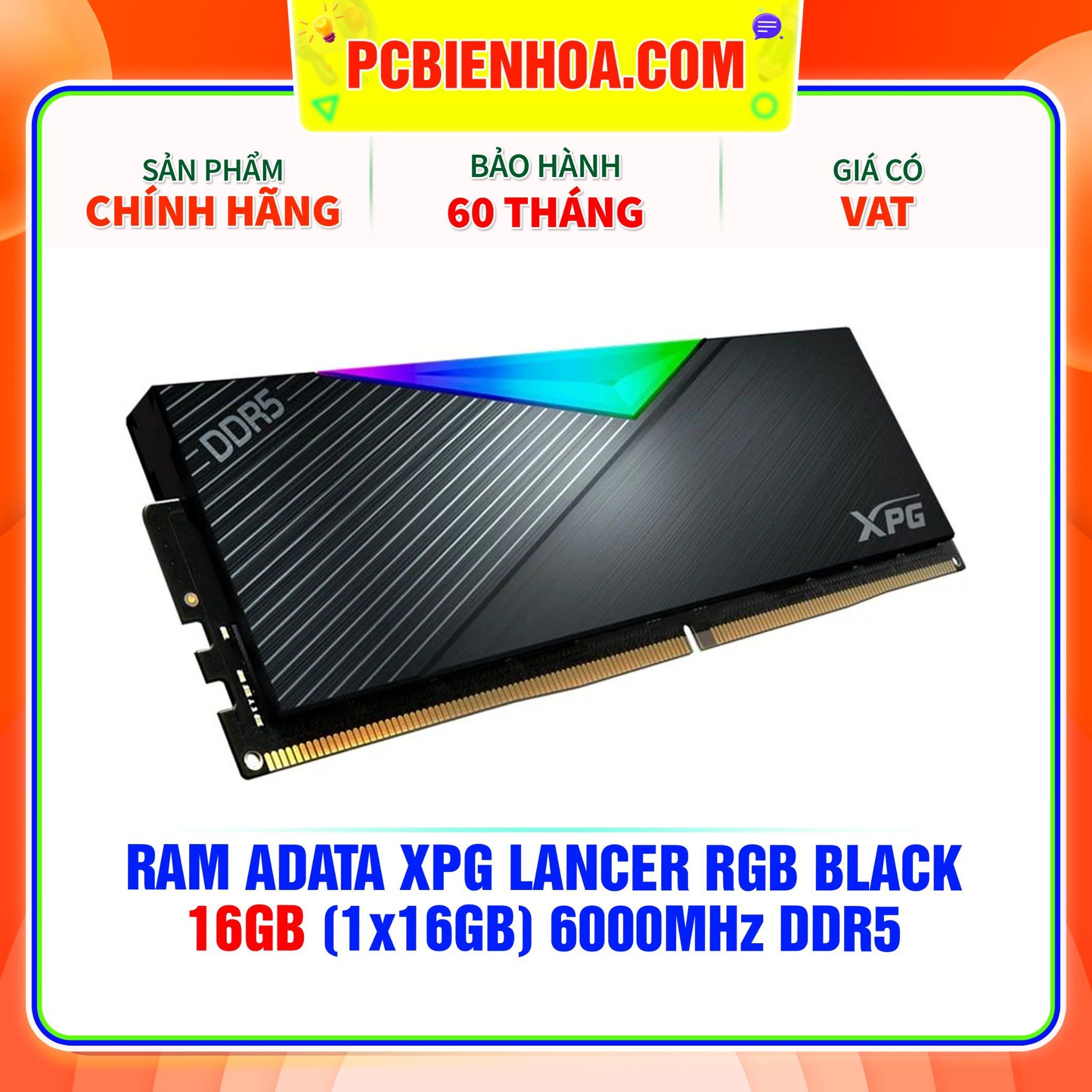  RAM ADATA XPG LANCER RGB BLACK - 16GB (1x16GB) 6000MHz DDR5 