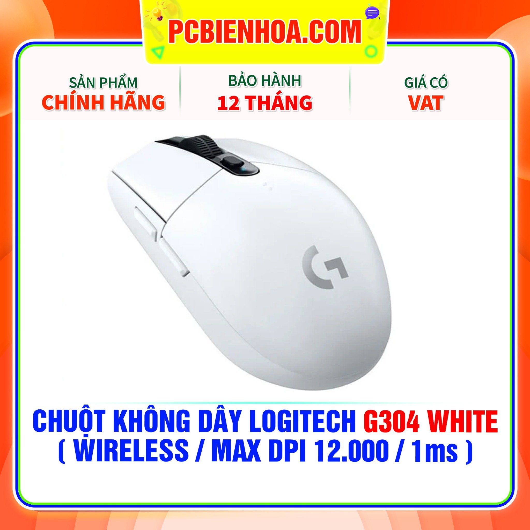  CHUỘT KHÔNG DÂY LOGITECH G304 WHITE ( WIRELESS / MAX DPI 12.000 / 1MS ) 