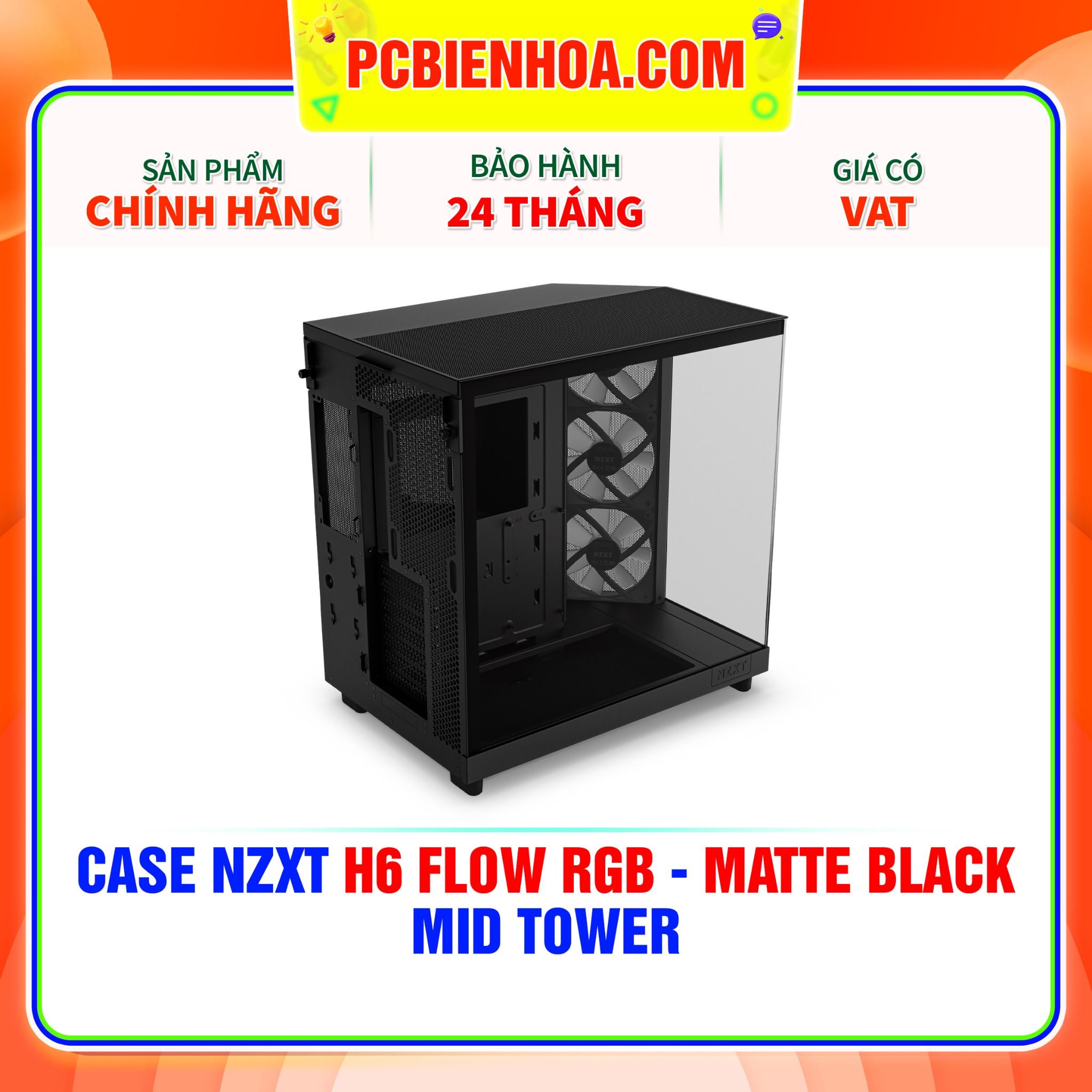  CASE NZXT H6 FLOW RGB - MATTE BLACK ( MID TOWER ) 