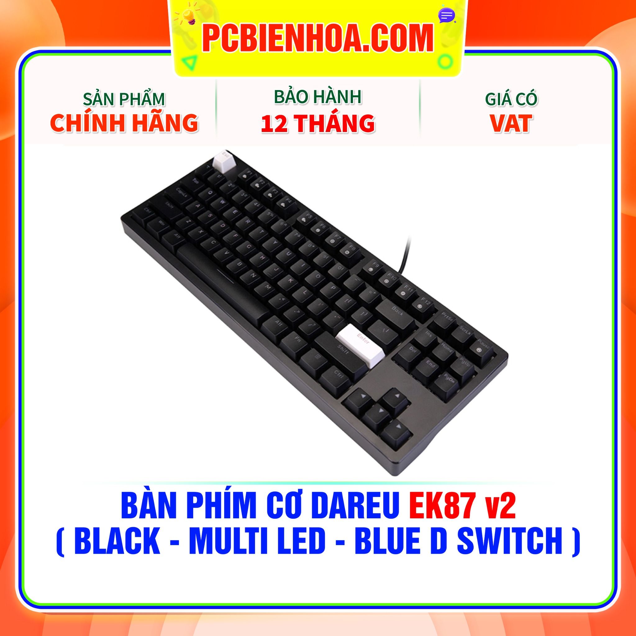  BÀN PHÍM CƠ DAREU EK87 v2 ( BLACK - MULTI LED - BLUE D SWITCH ) 