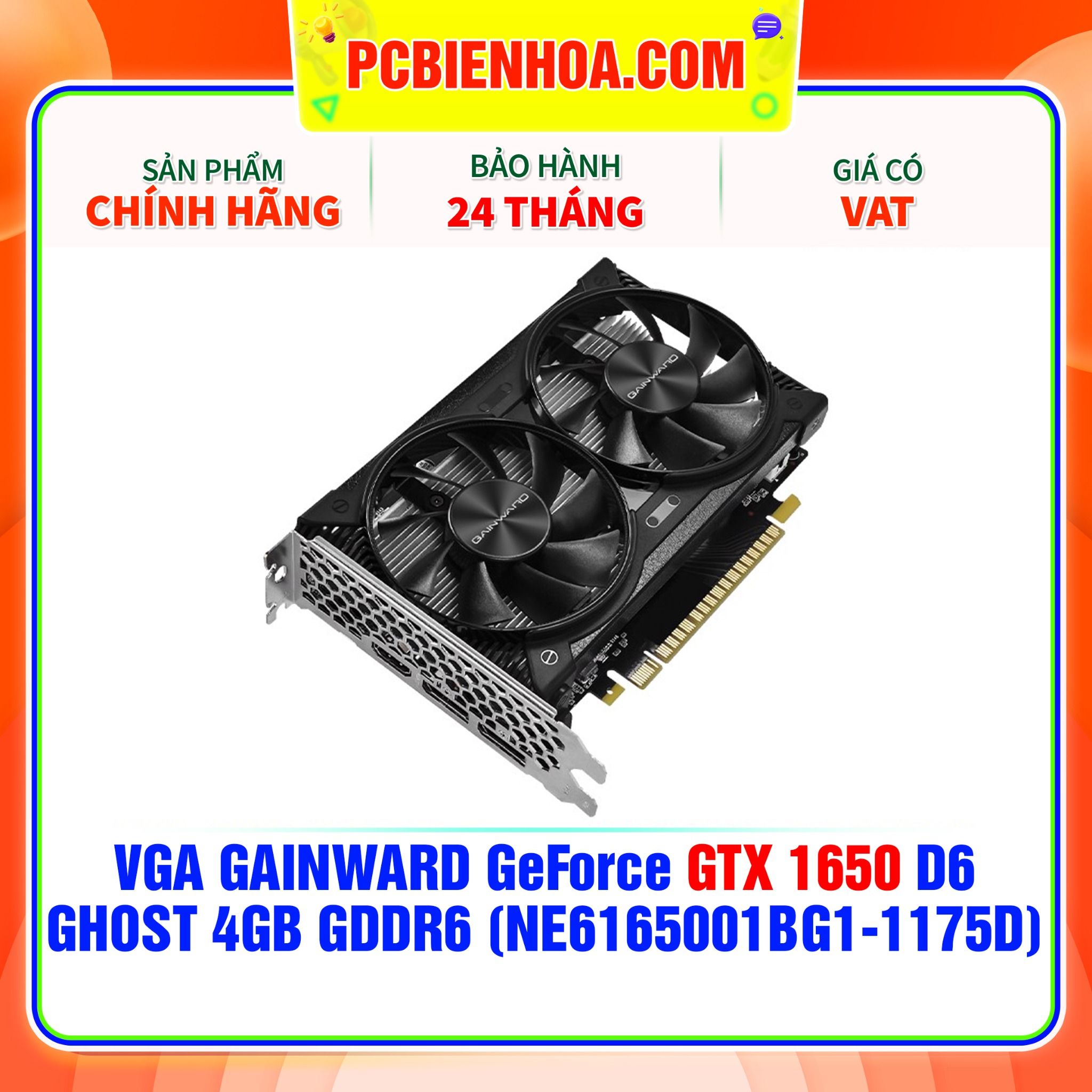  VGA GAINWARD GeForce GTX 1650 D6 GHOST 4GB GDDR6 (NE6165001BG1-1175D) 