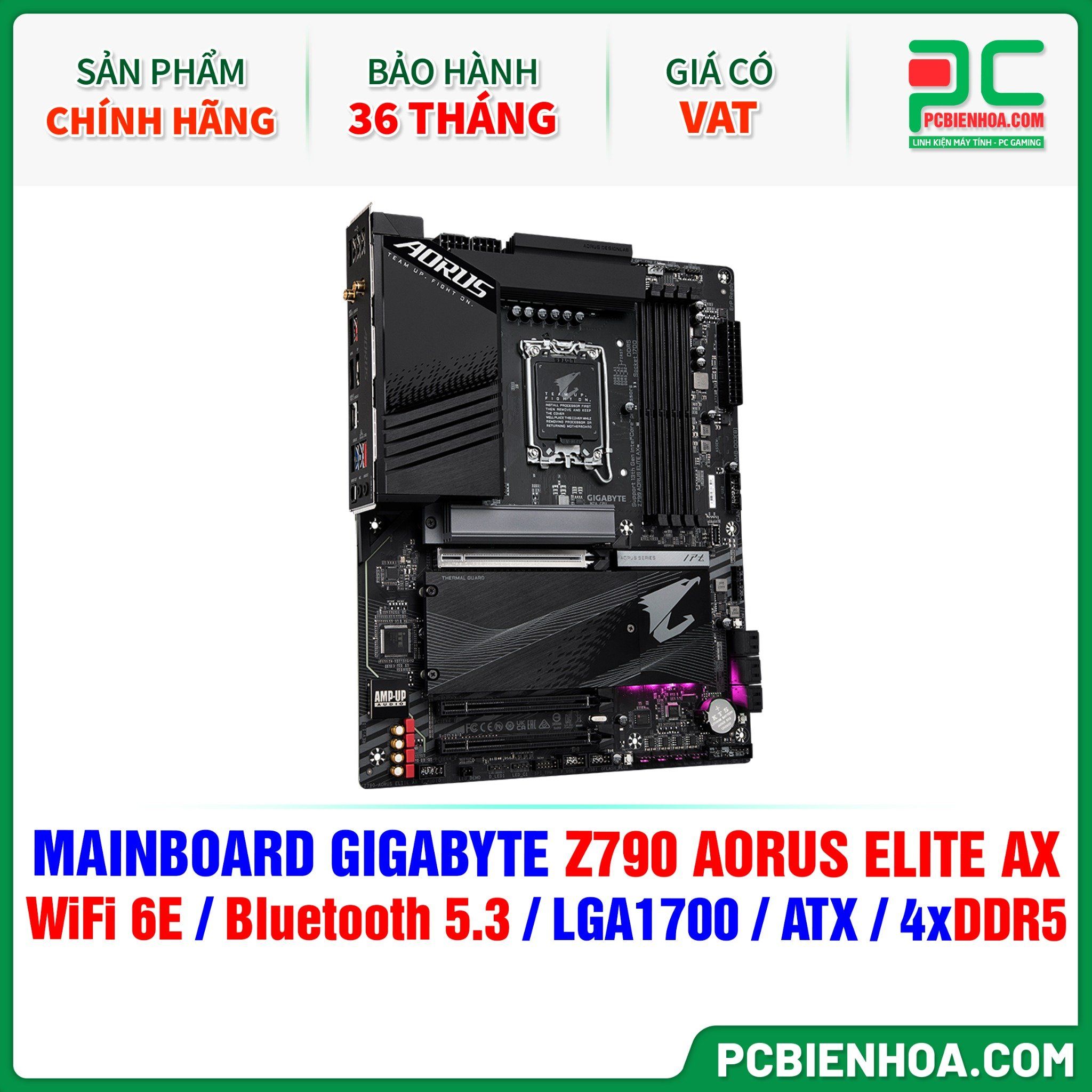  DDR5 - MAINBOARD GIGABYTE Z790 AORUS ELITE AX ( WIFI 6E / Bluetooth 5.3 / LGA1700 / ATX / 4xDDR5 ) 
