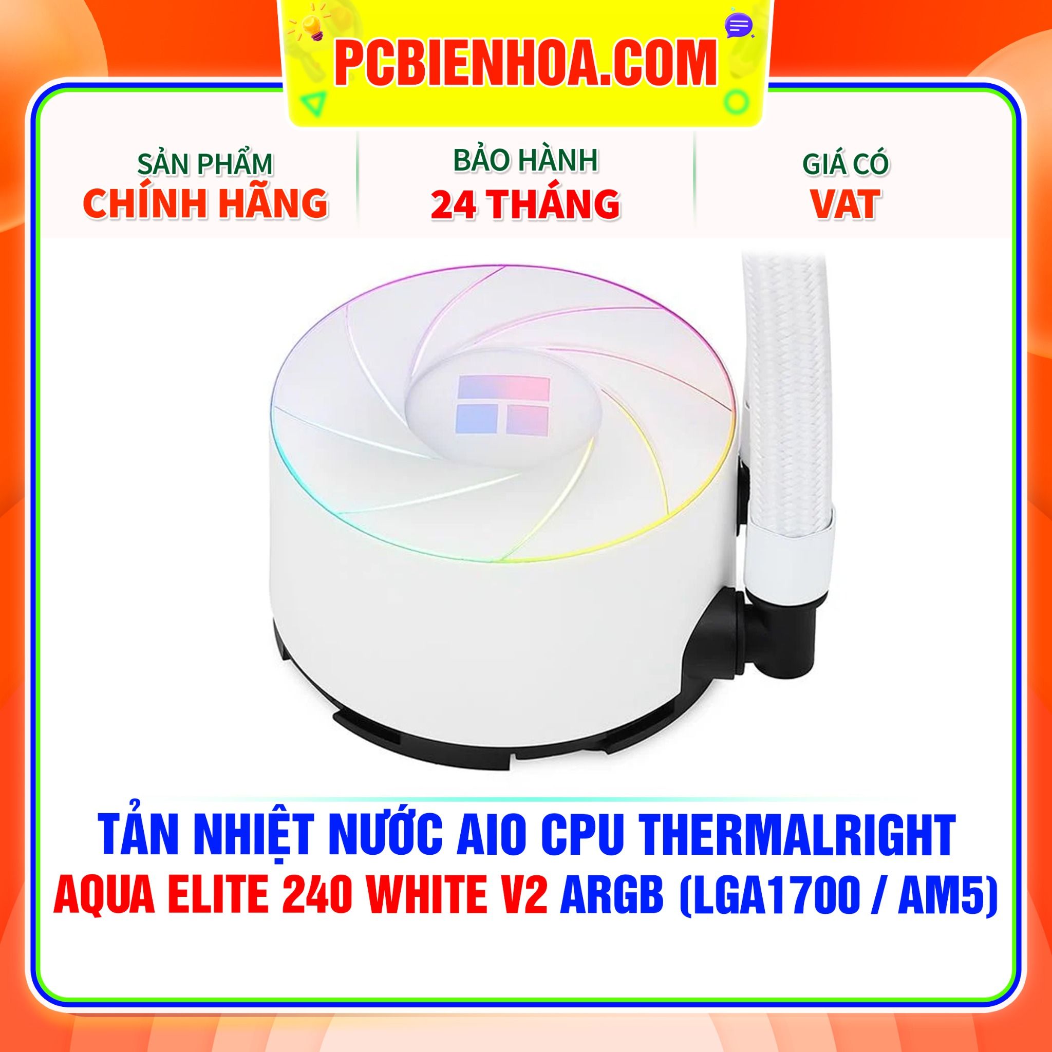  TẢN NHIỆT NƯỚC AIO CPU THERMALRIGHT AQUA ELITE 240 WHITE V2 ARGB ( HỖ TRỢ SOCKET LGA1700 / AM5 ) 