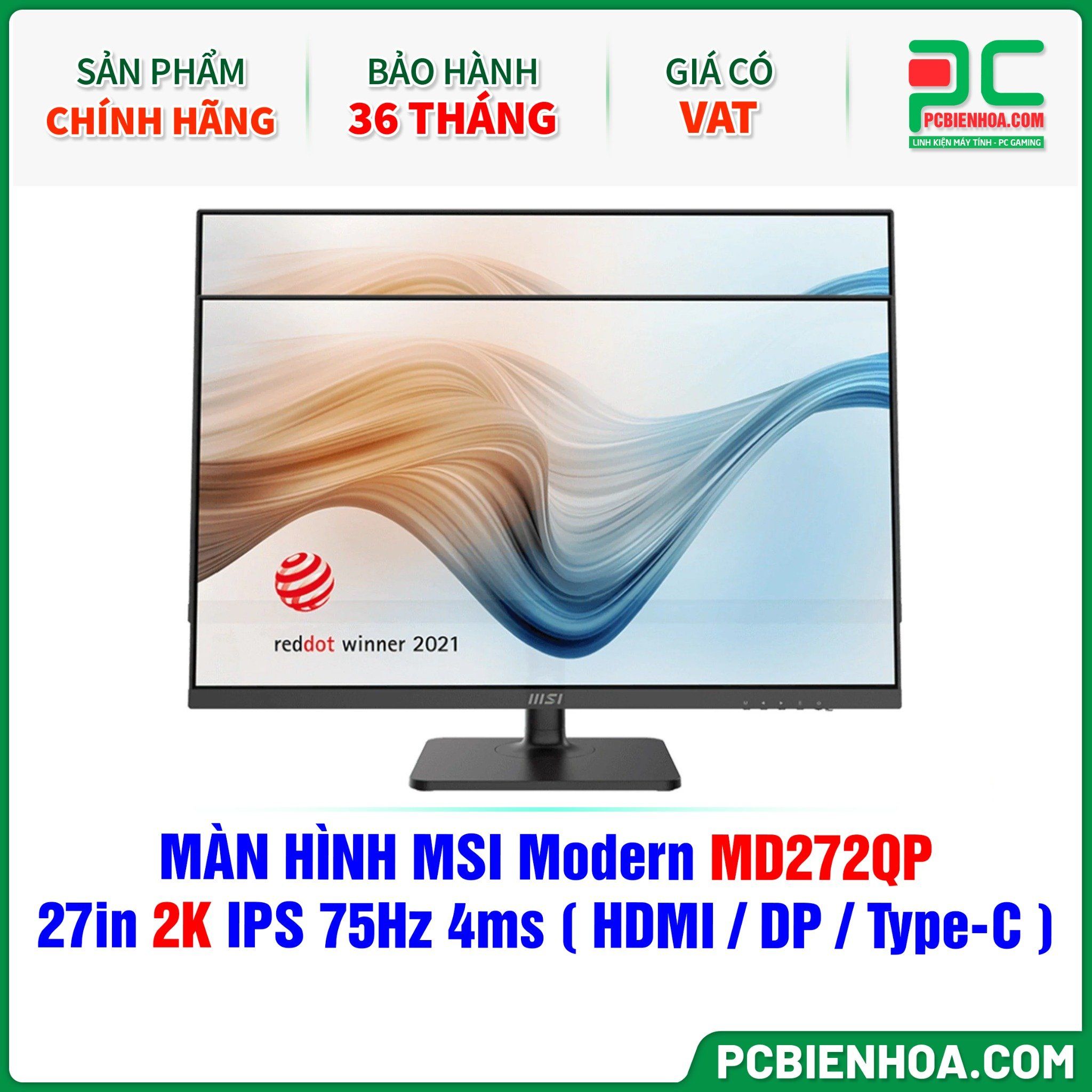  MÀN HÌNH MSI Modern MD272QP - 27in 2K IPS 75Hz 4ms ( HDMI / DP / USB Type-C ) 